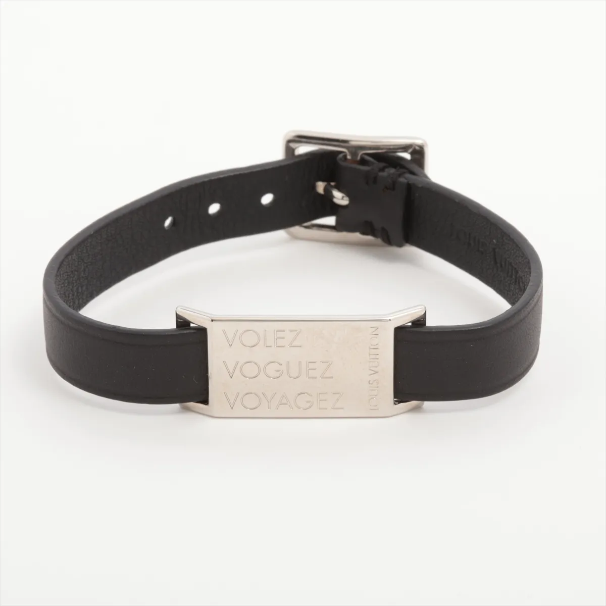 M61705 BC0176 Bracelet, Metal x Leather, Black x Silver. Shows signs of wear, — view 2