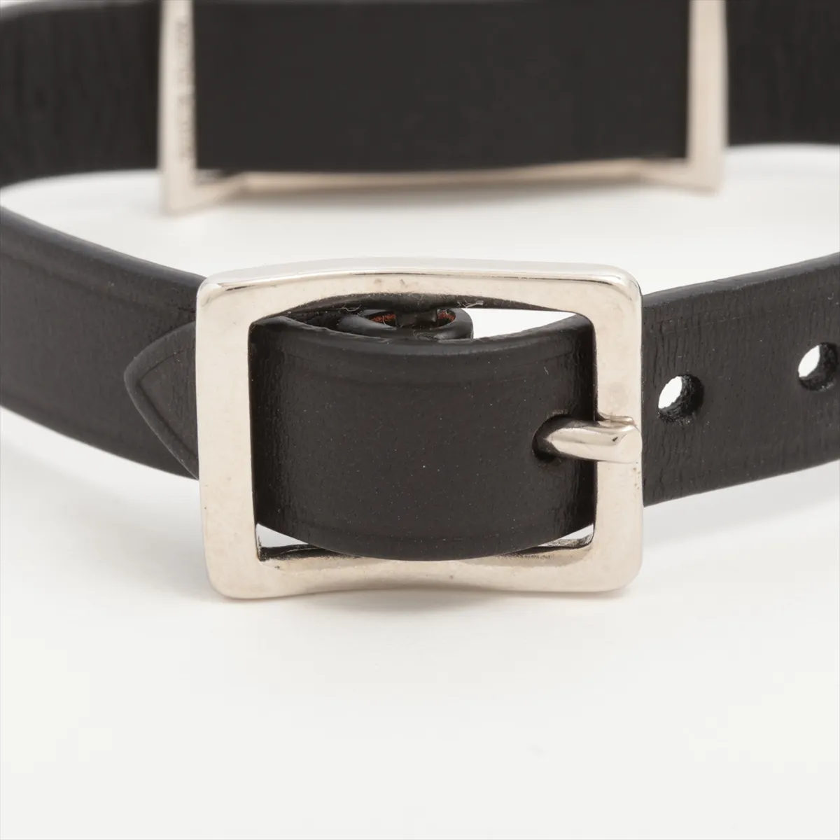 M61705 BC0176 Bracelet, Metal x Leather, Black x Silver. Shows signs of wear, — view 3