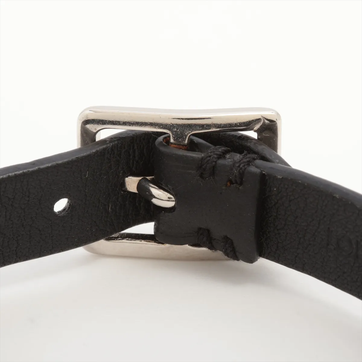 M61705 BC0176 Bracelet, Metal x Leather, Black x Silver. Shows signs of wear, — view 4