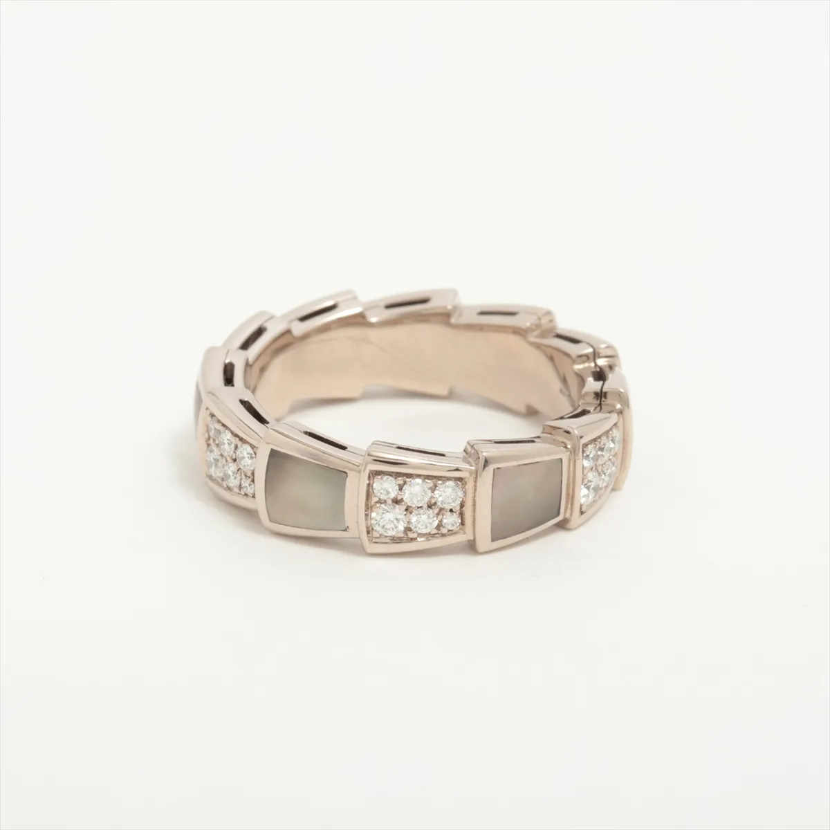 Serpenti Viper Band Grey Shell Diamond Ring 750 (WG) 7.3g 53 NWRTRC Shell — view 2