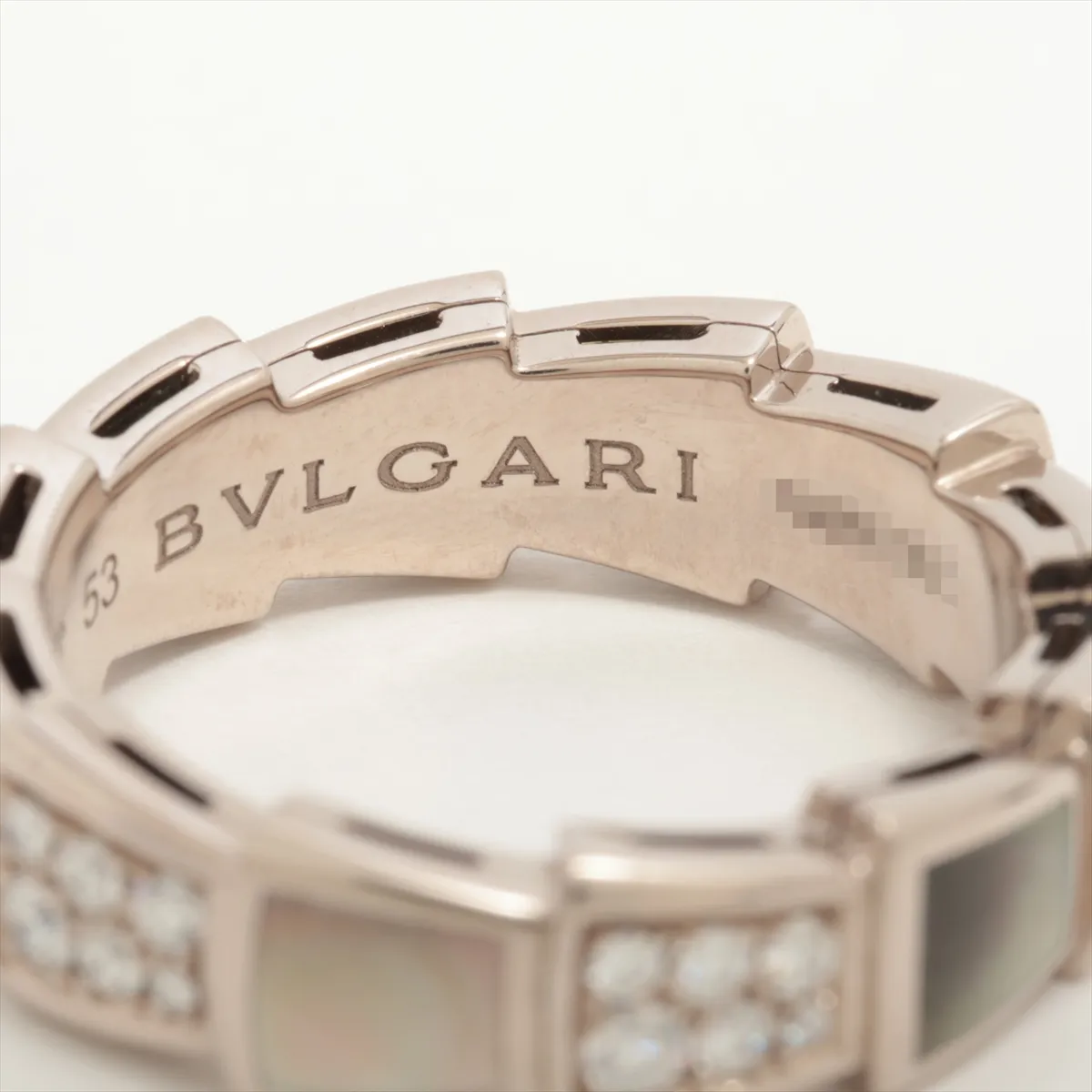 Serpenti Viper Band Grey Shell Diamond Ring 750 (WG) 7.3g 53 NWRTRC Shell — view 4