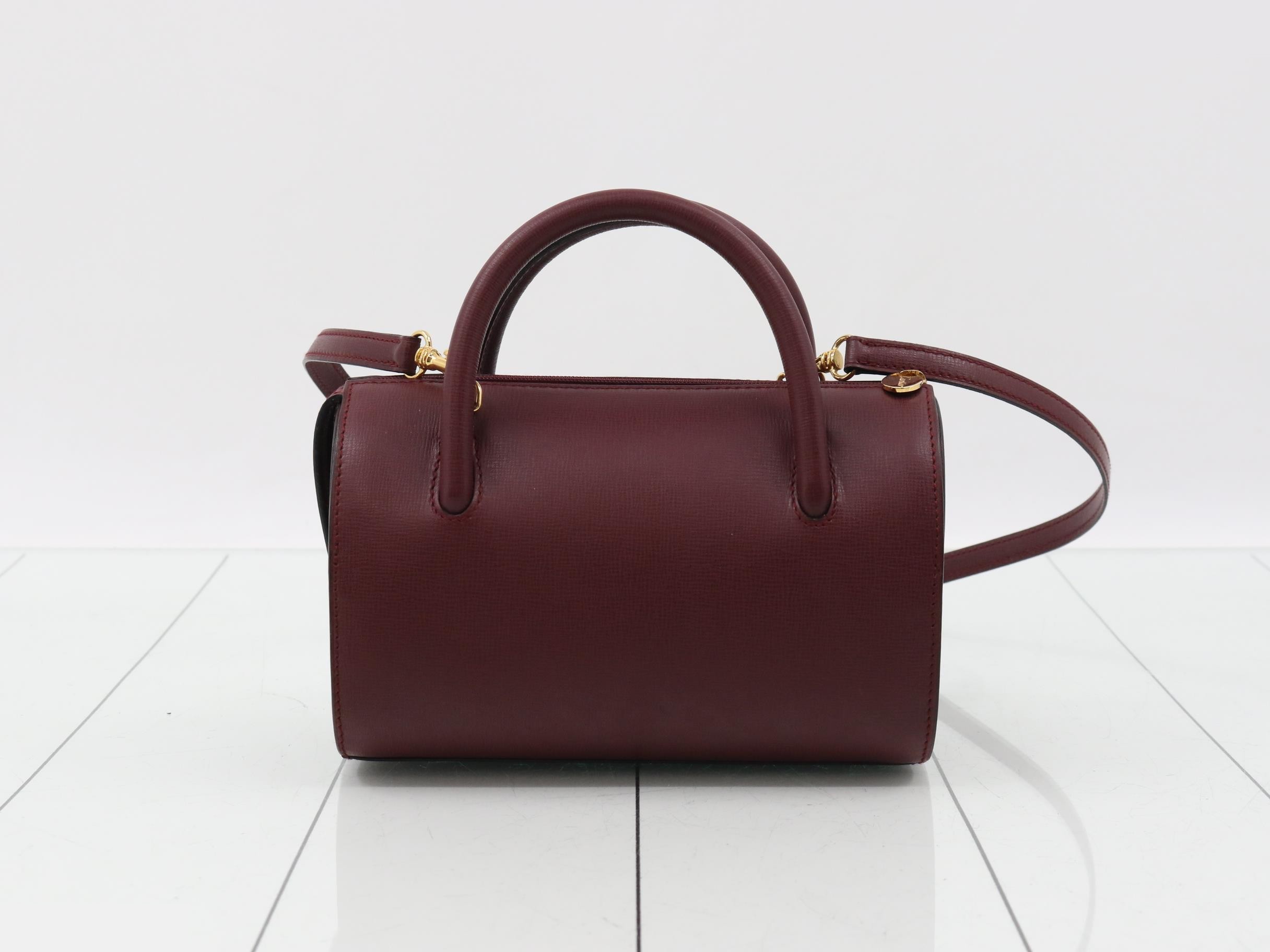 2-Way Mini Boston Bag, Bordeaux, with Shoulder Strap, W19 H12 D9 — view 2