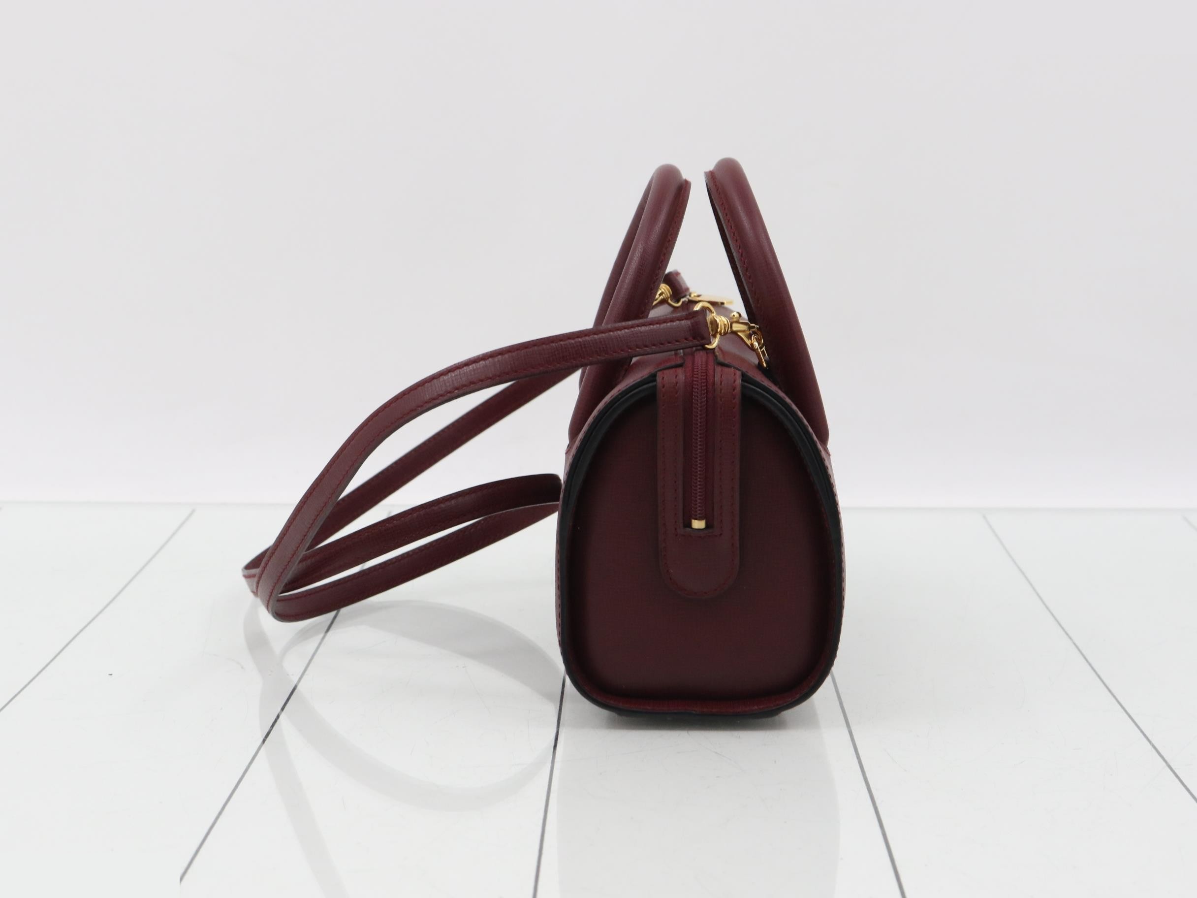 2-Way Mini Boston Bag, Bordeaux, with Shoulder Strap, W19 H12 D9 — view 3
