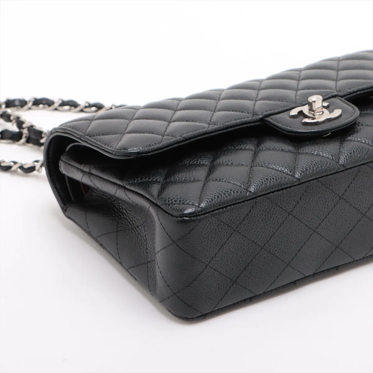 [Individually wrapped] Chanel Matelasse 25 caviar skin double flap double chain bag black silver hardware 23960566 23 series A01112 — view 4