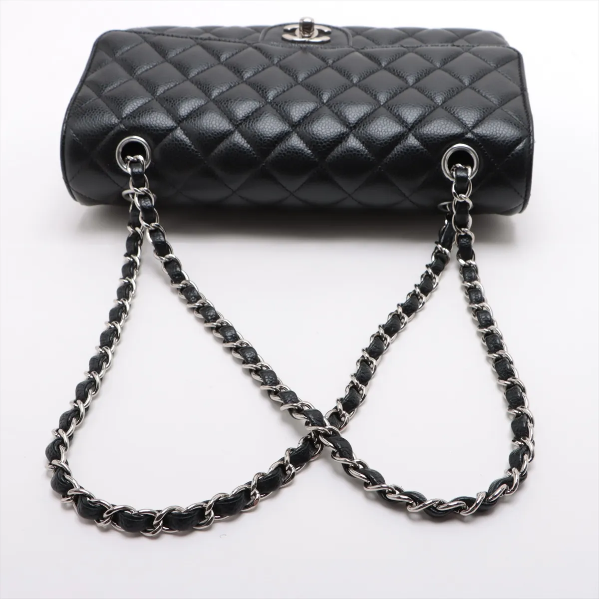 [Individually wrapped] Chanel Matelasse 25 caviar skin double flap double chain bag black silver hardware 23960566 23 series A01112 — view 5