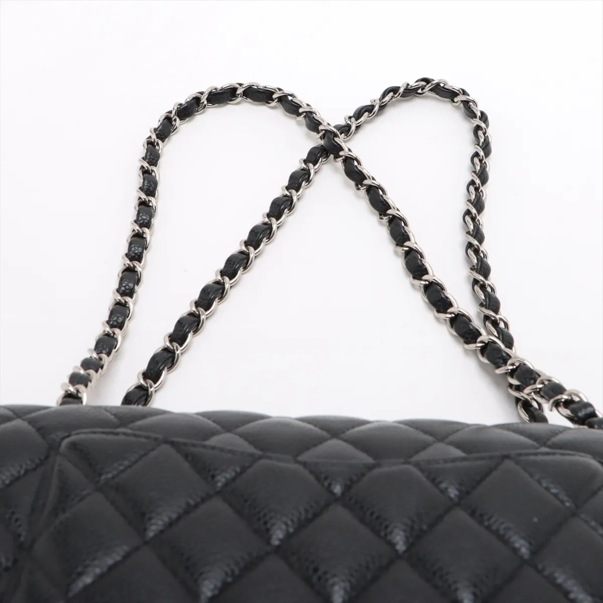 [Individually wrapped] Chanel Matelasse 25 caviar skin double flap double chain bag black silver hardware 23960566 23 series A01112 — view 6