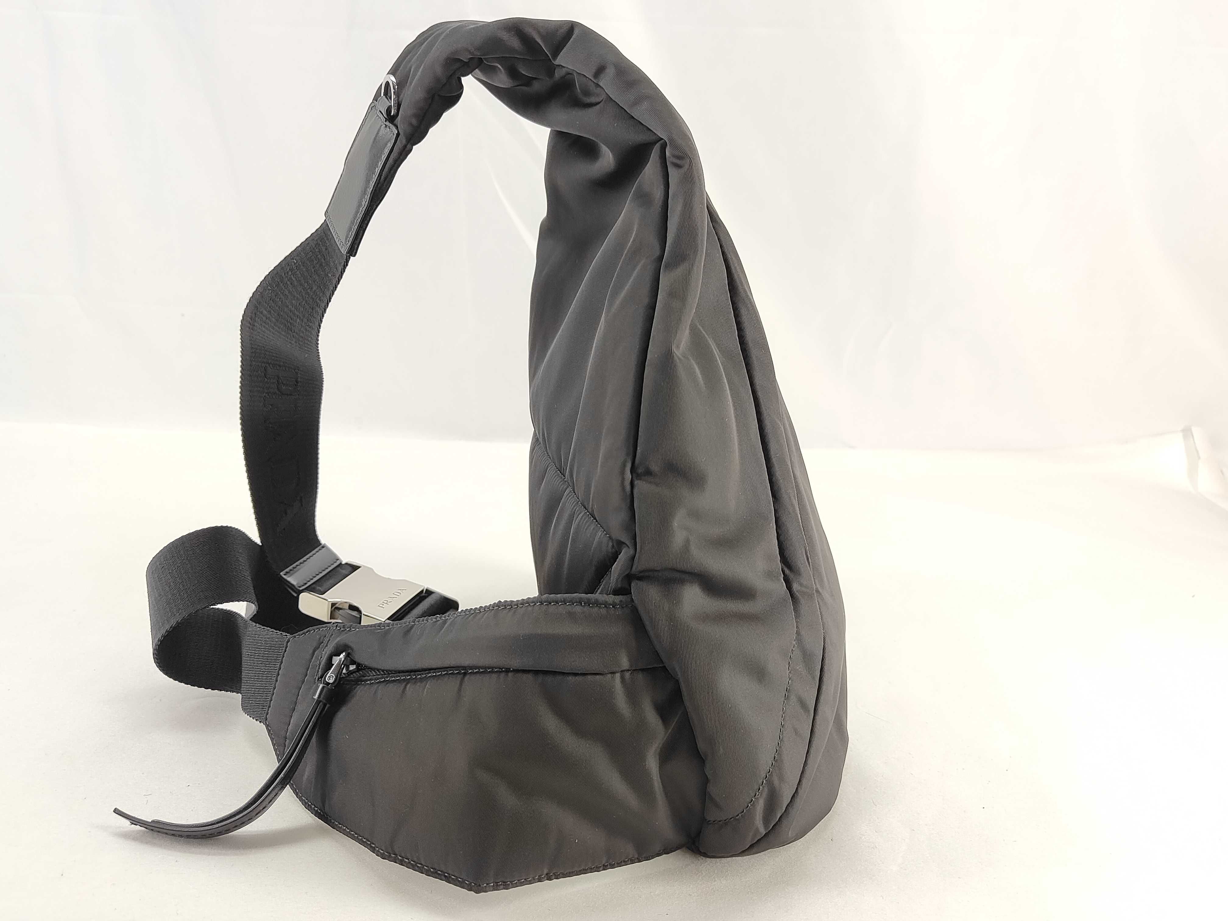 Nylon Shoulder Bag, Black, 2VZ092 — view 3