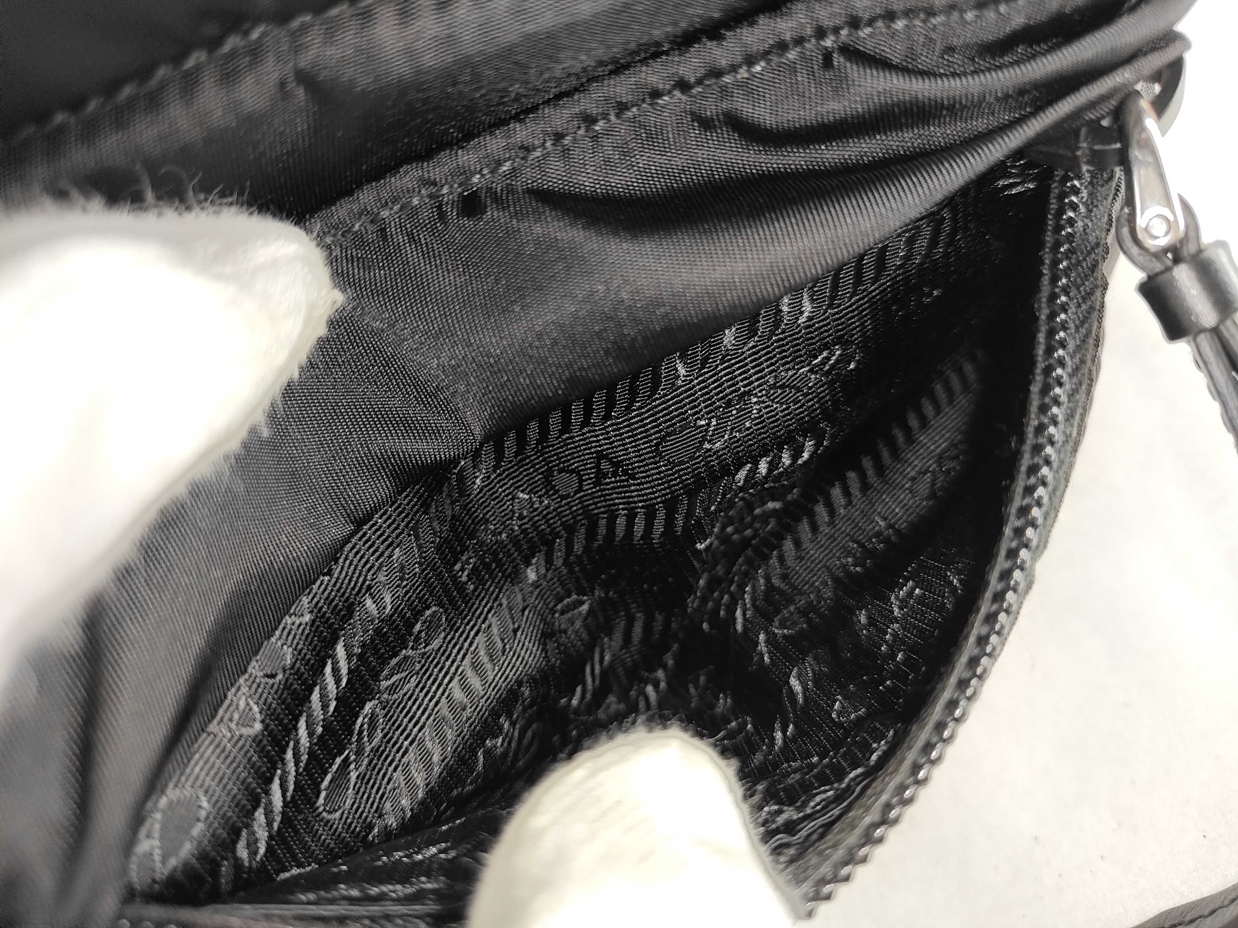 Nylon Shoulder Bag, Black, 2VZ092 — view 7