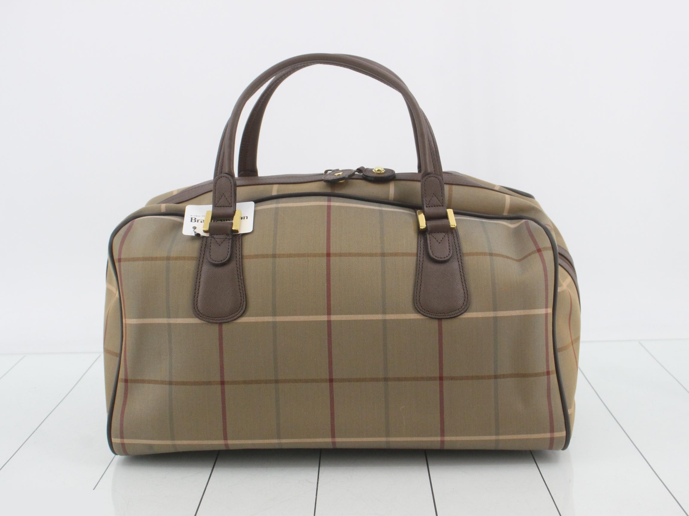 check pattern Boston bag, PVC x leather — view 2