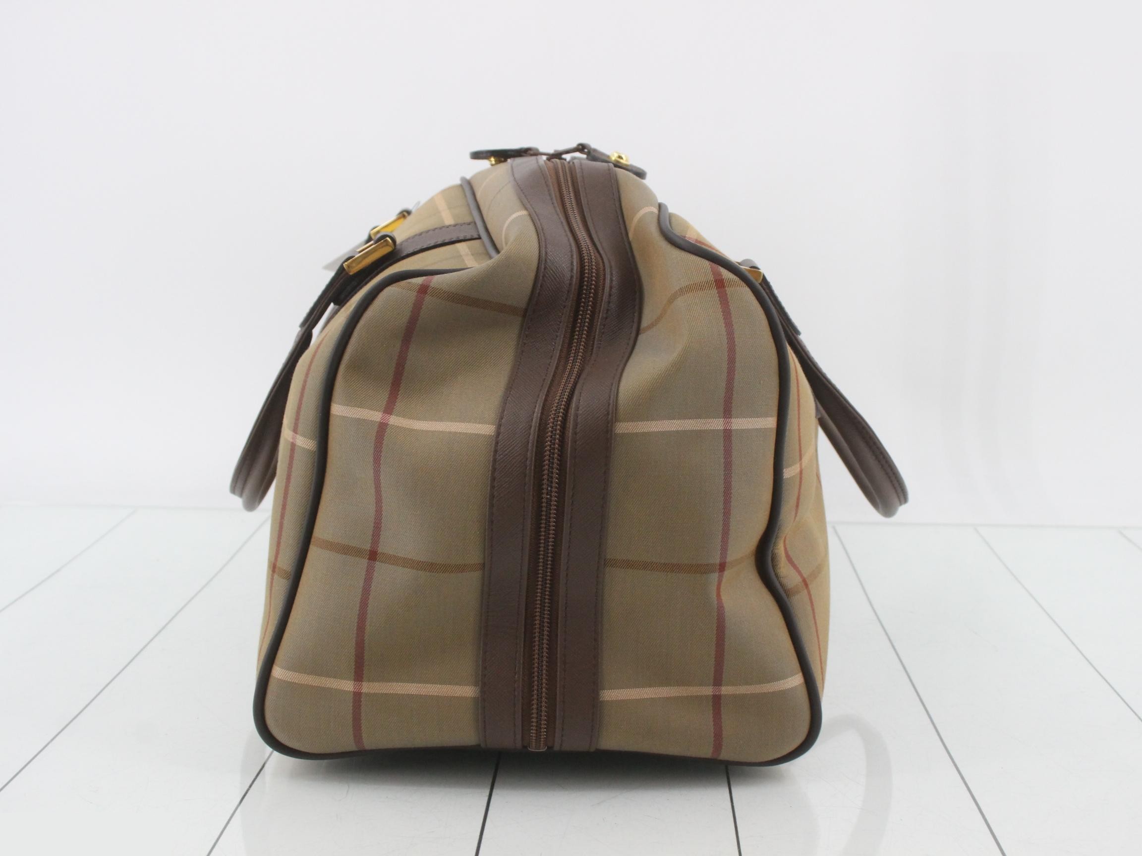 check pattern Boston bag, PVC x leather — view 4