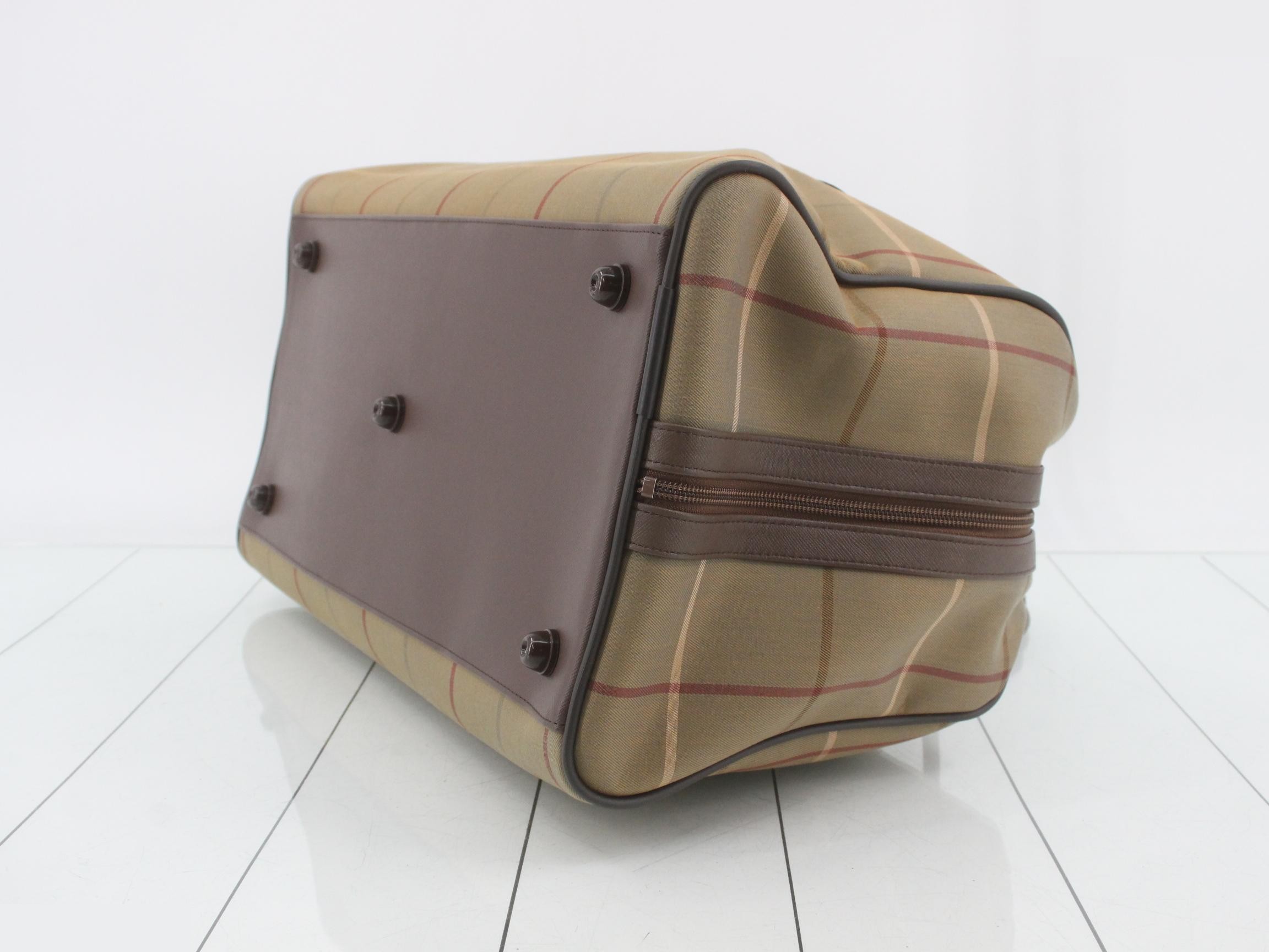 check pattern Boston bag, PVC x leather — view 6