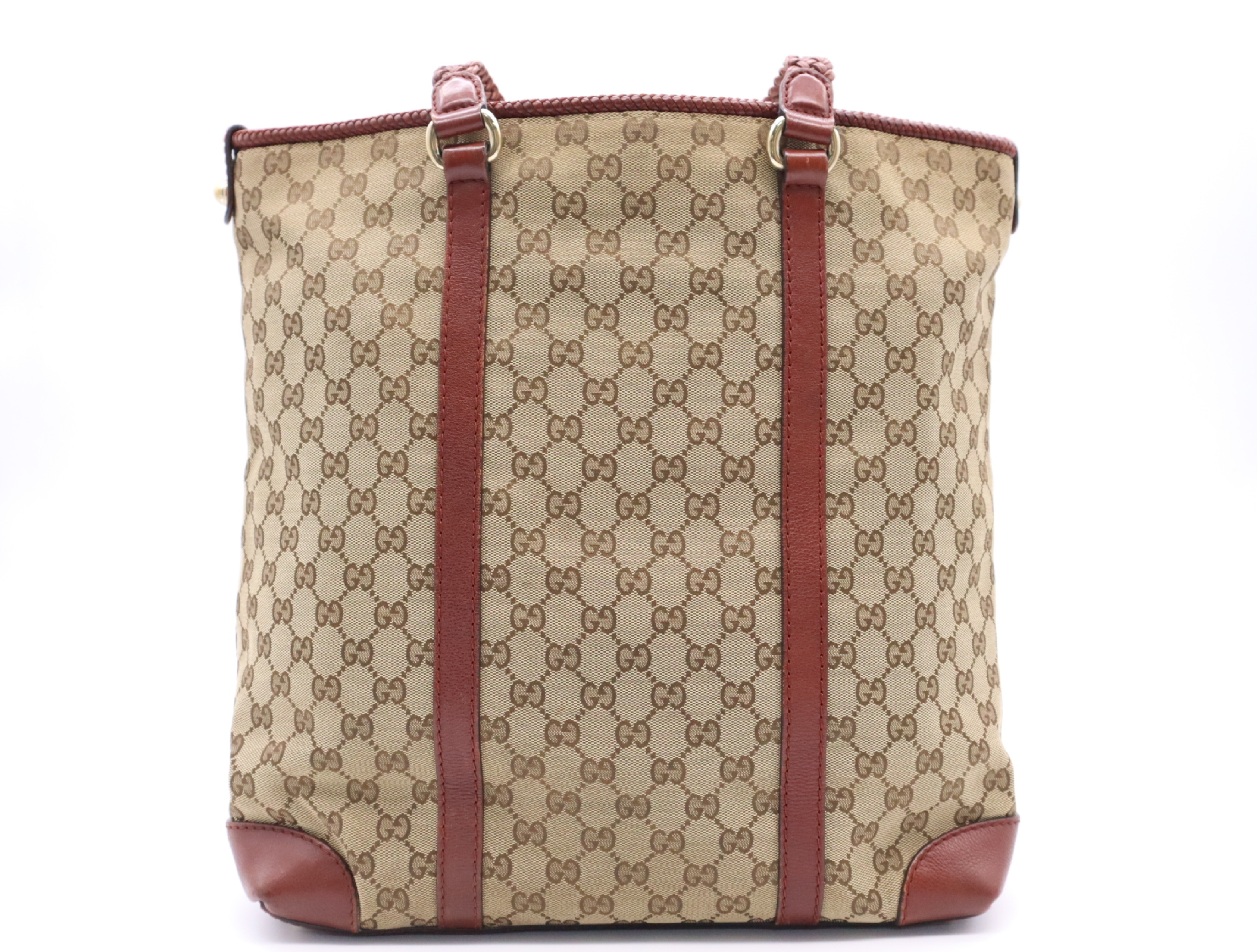 257031 GG Canvas Marrakech Tote Bag Beige Red Tote Bag — view 2