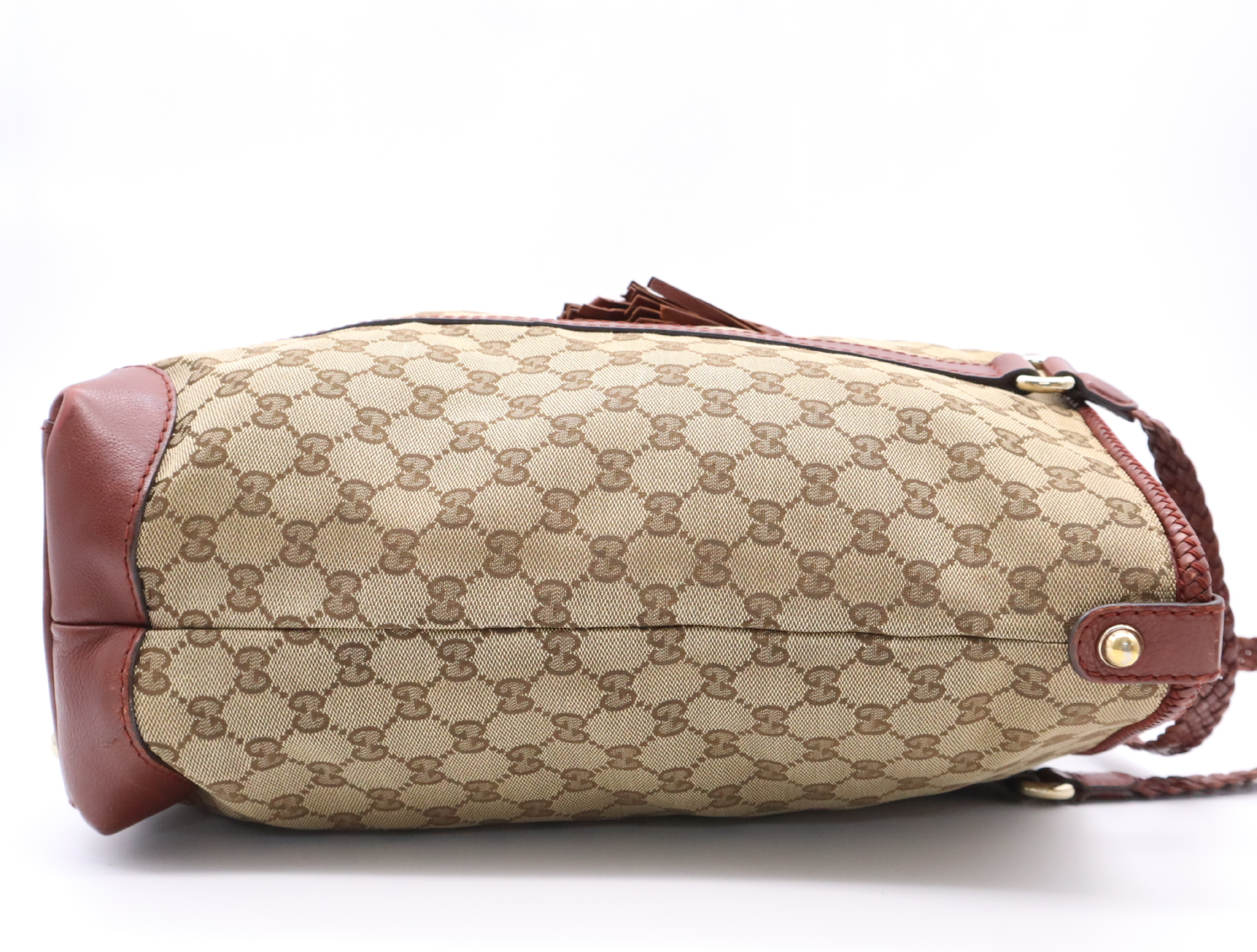 257031 GG Canvas Marrakech Tote Bag Beige Red Tote Bag — view 5