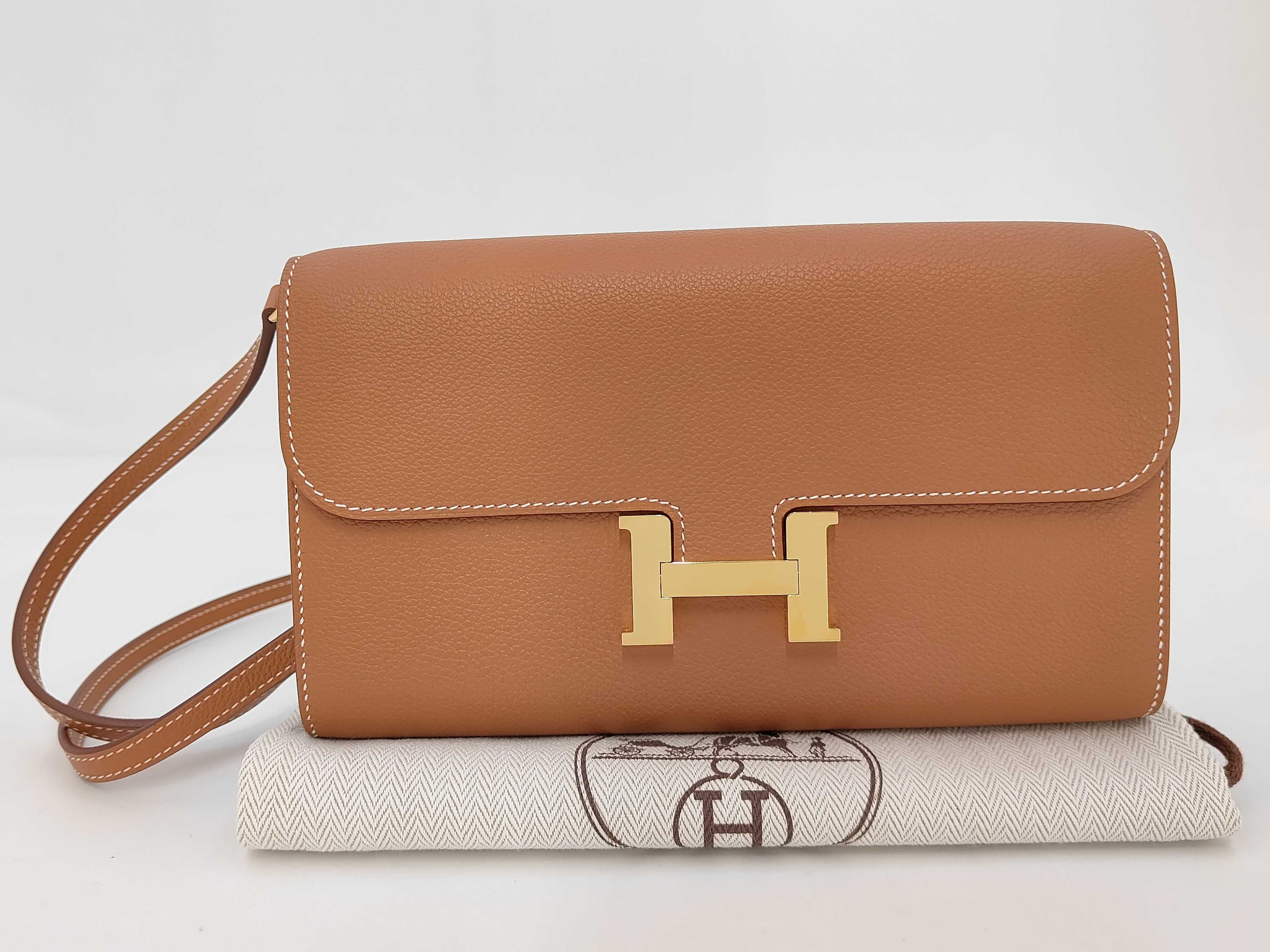 Constance Togo Evercolor Brown Shoulder Bag with Gold Hardware (K Stamp)
