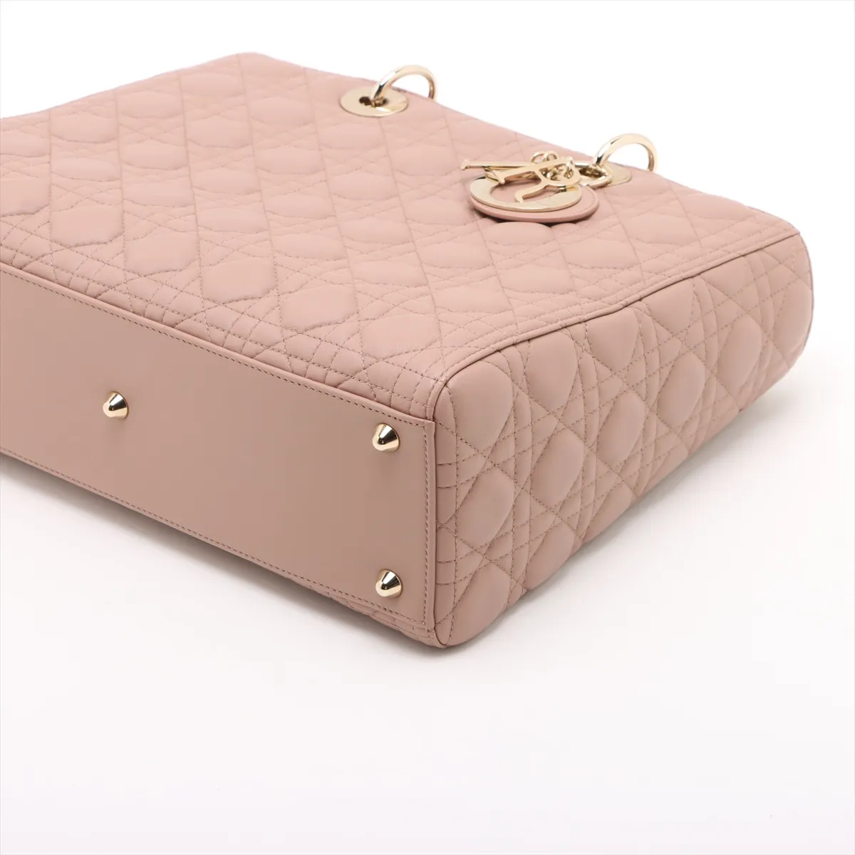 Lady Dior Cannage Large Leather 2-Way Handbag Pink — view 3