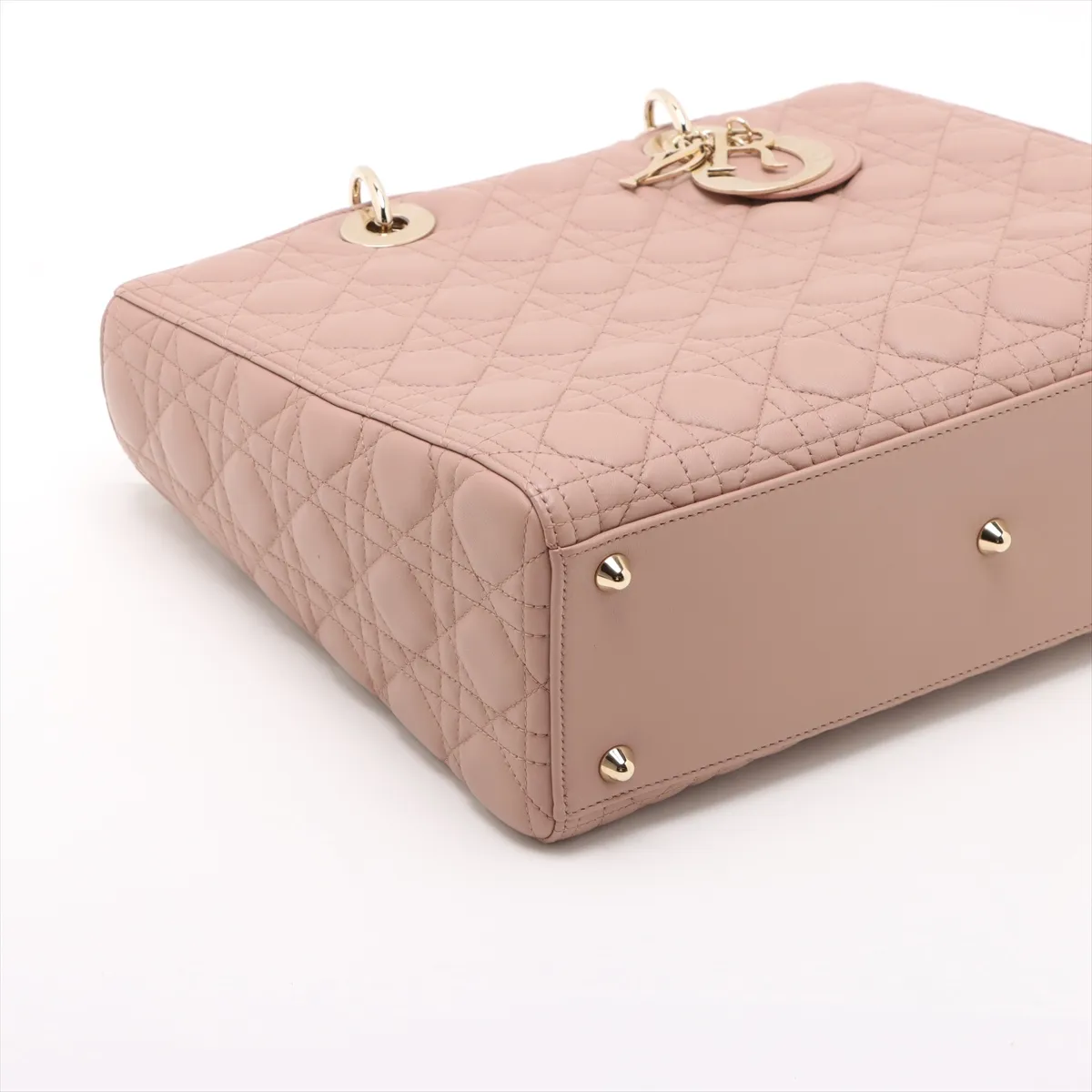 Lady Dior Cannage Large Leather 2-Way Handbag Pink — view 4