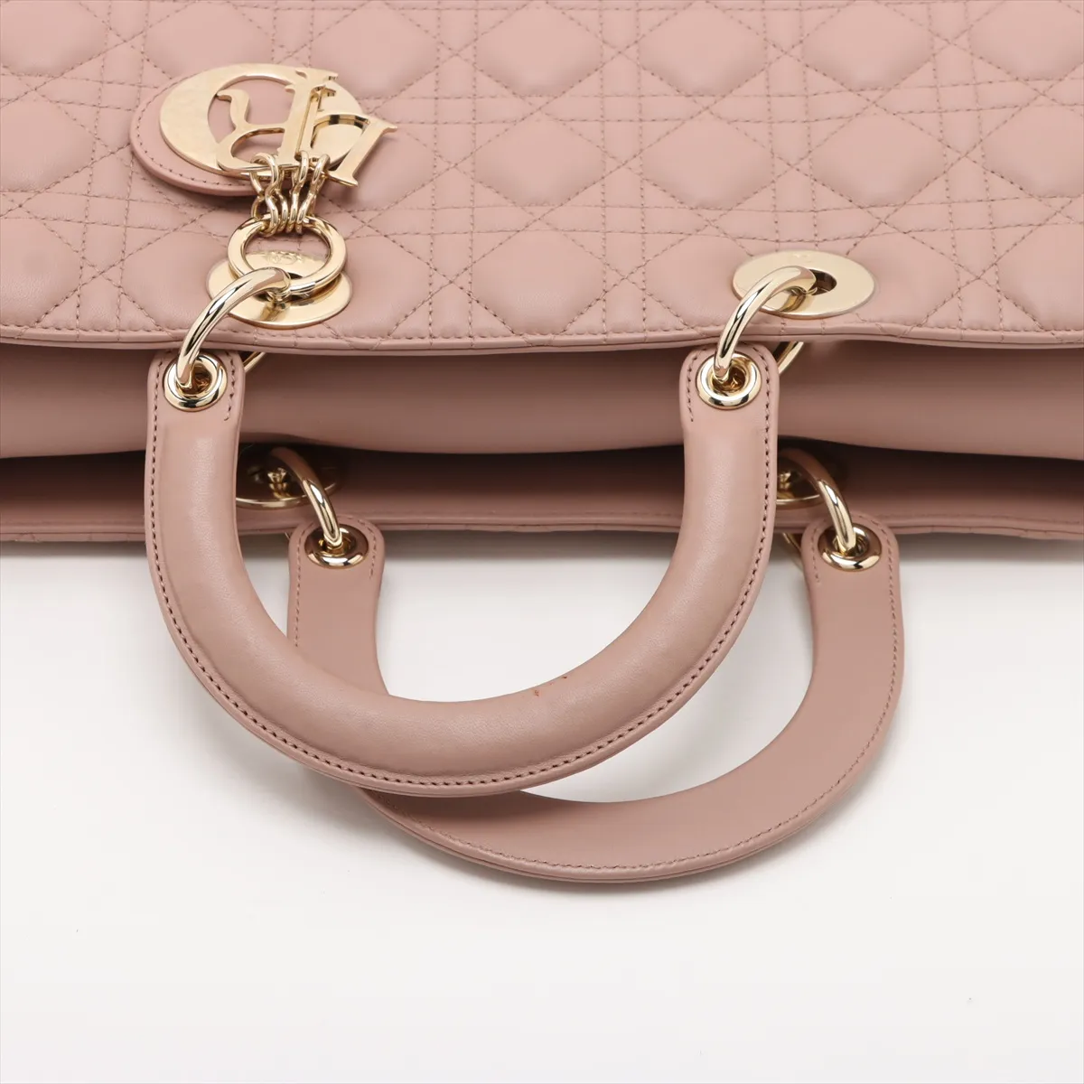 Lady Dior Cannage Large Leather 2-Way Handbag Pink — view 5
