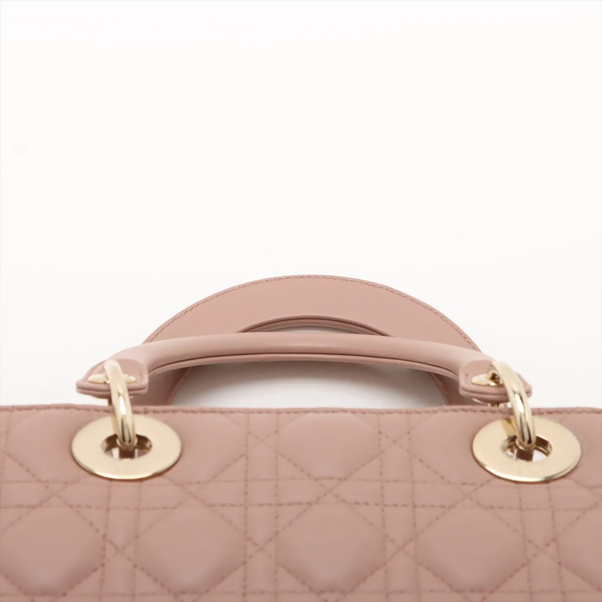 Lady Dior Cannage Large Leather 2-Way Handbag Pink — view 6