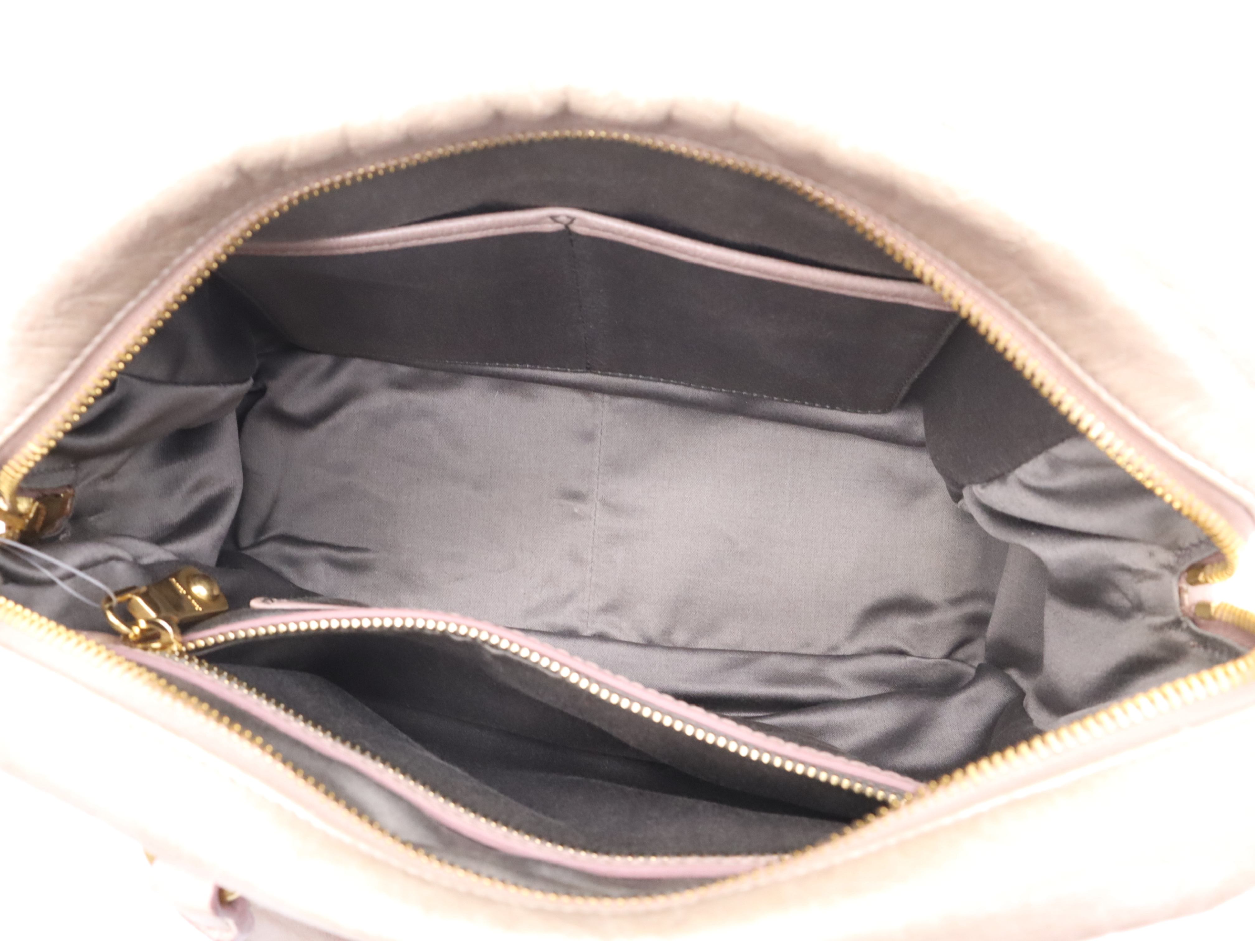 Leather 2-Way Handbag, Pink, Gold Hardware, with Shoulder Strap — view 12