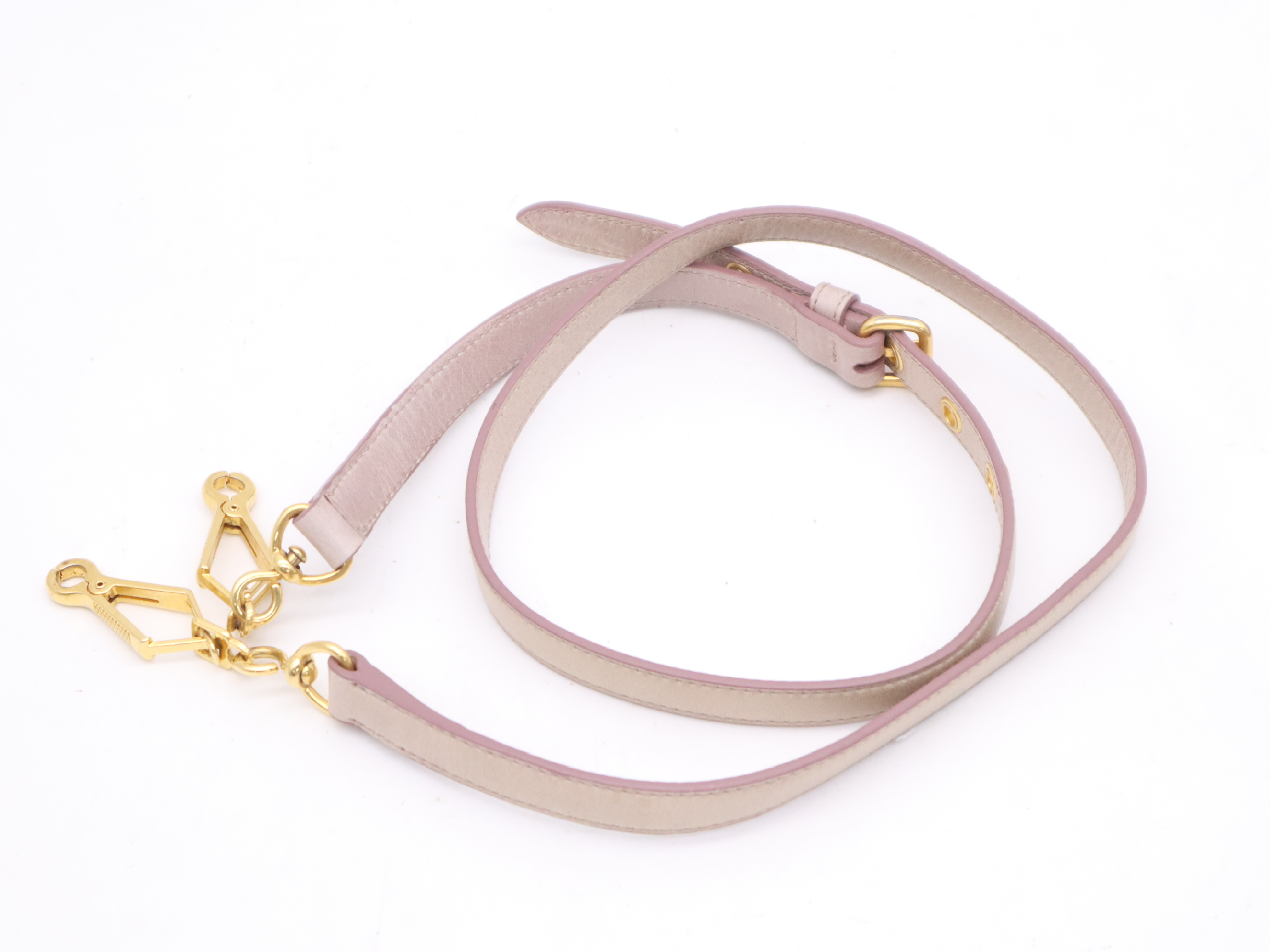 Leather 2-Way Handbag, Pink, Gold Hardware, with Shoulder Strap — view 14