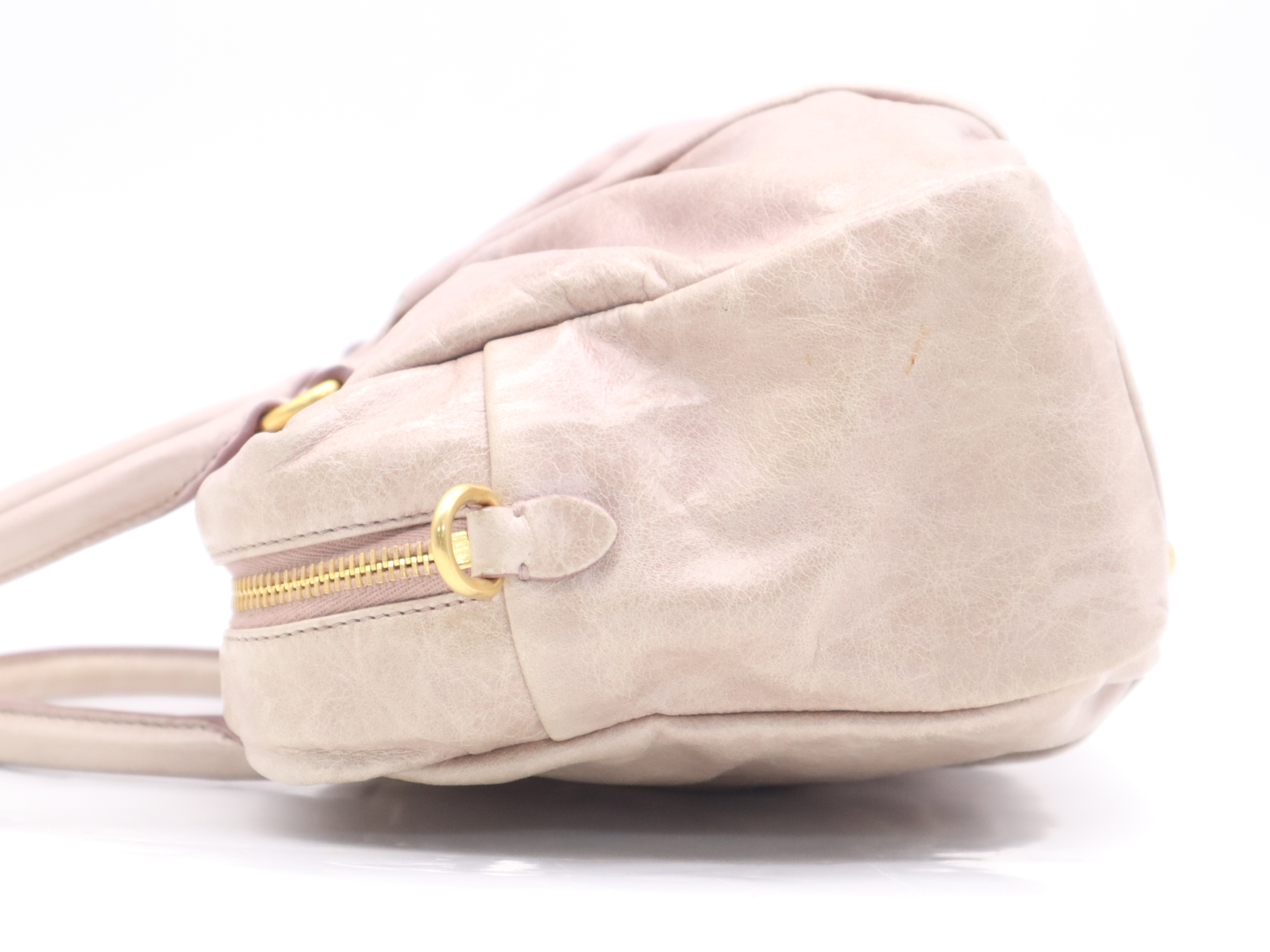 Leather 2-Way Handbag, Pink, Gold Hardware, with Shoulder Strap — view 3
