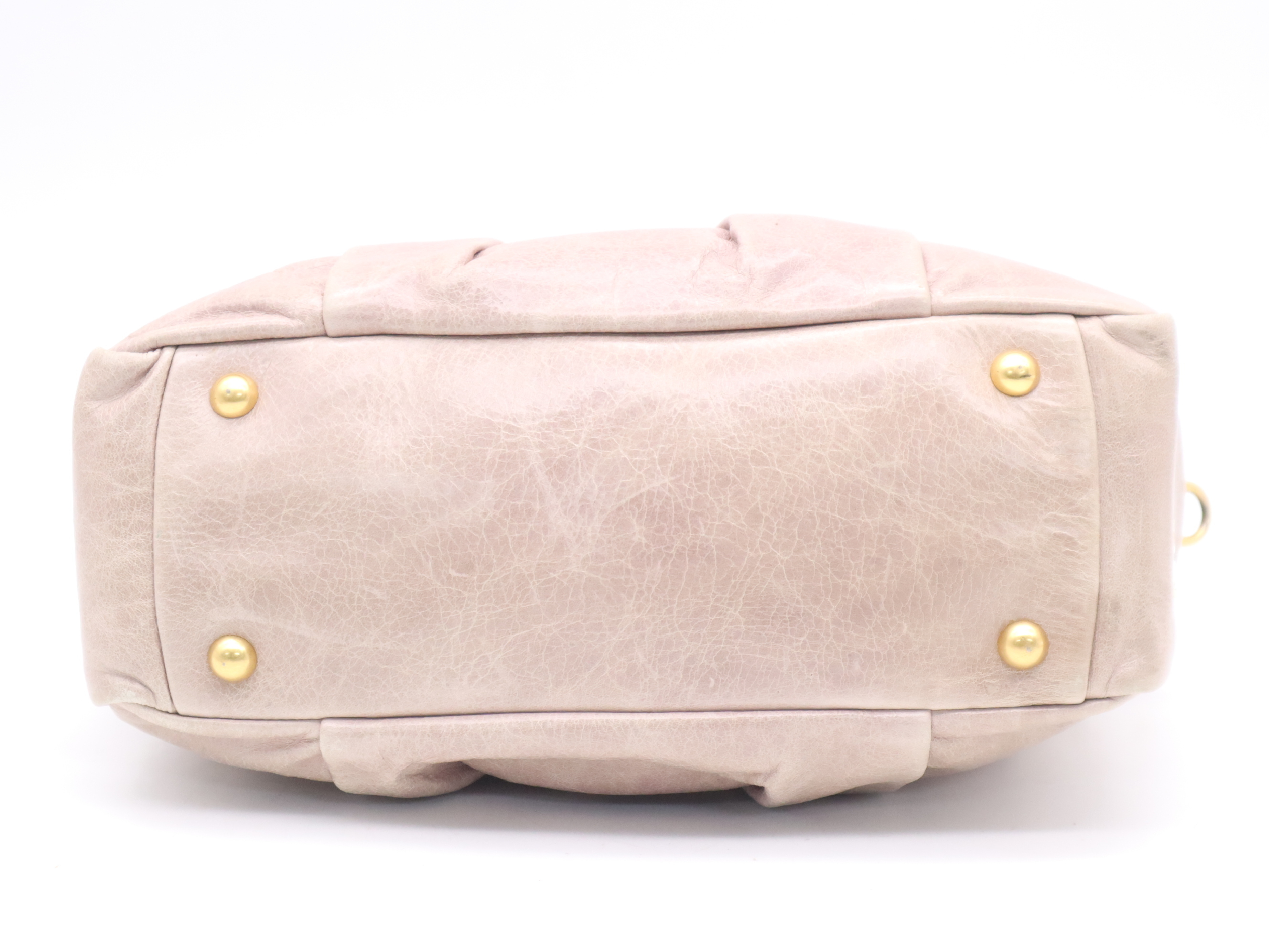 Leather 2-Way Handbag, Pink, Gold Hardware, with Shoulder Strap — view 4