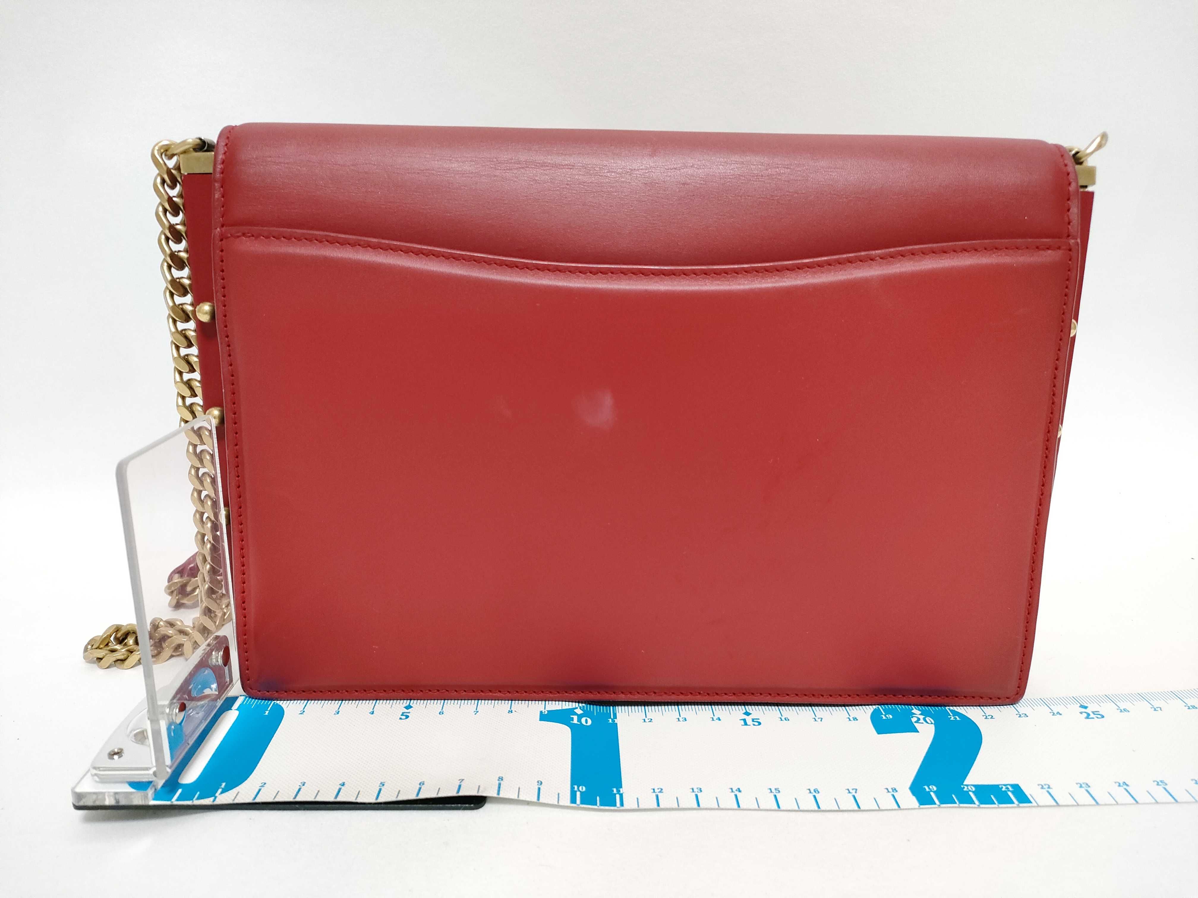 Zoe Red Leather Chain Shoulder Bag for Women — view 2