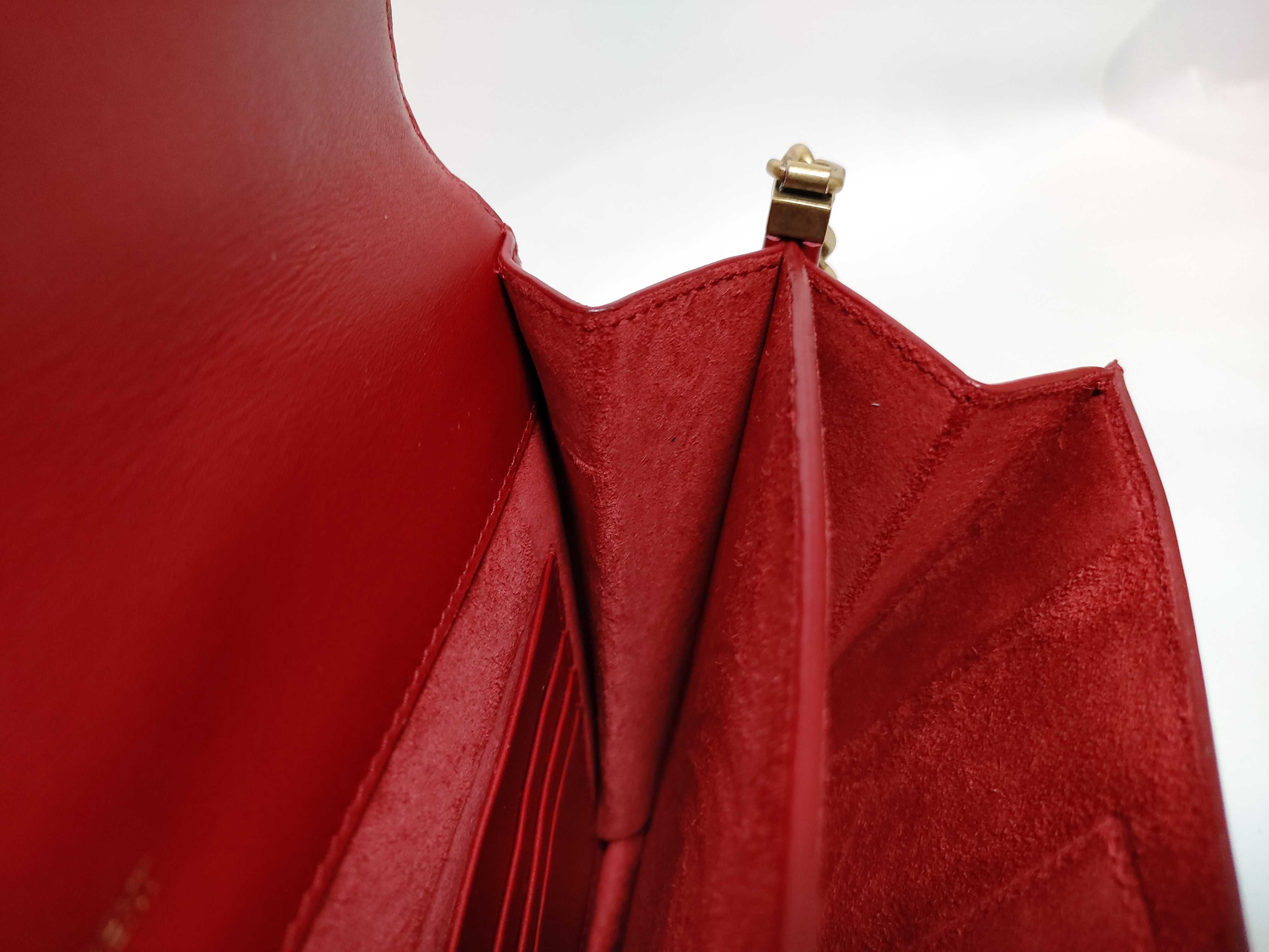 Zoe Red Leather Chain Shoulder Bag for Women — view 12