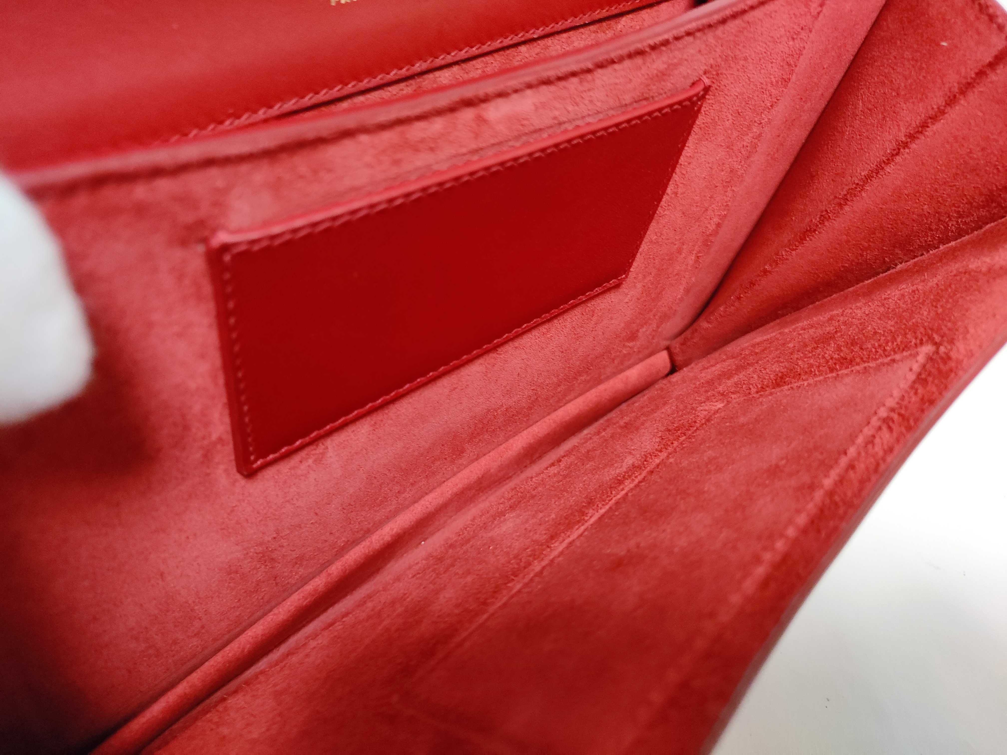 Zoe Red Leather Chain Shoulder Bag for Women — view 14