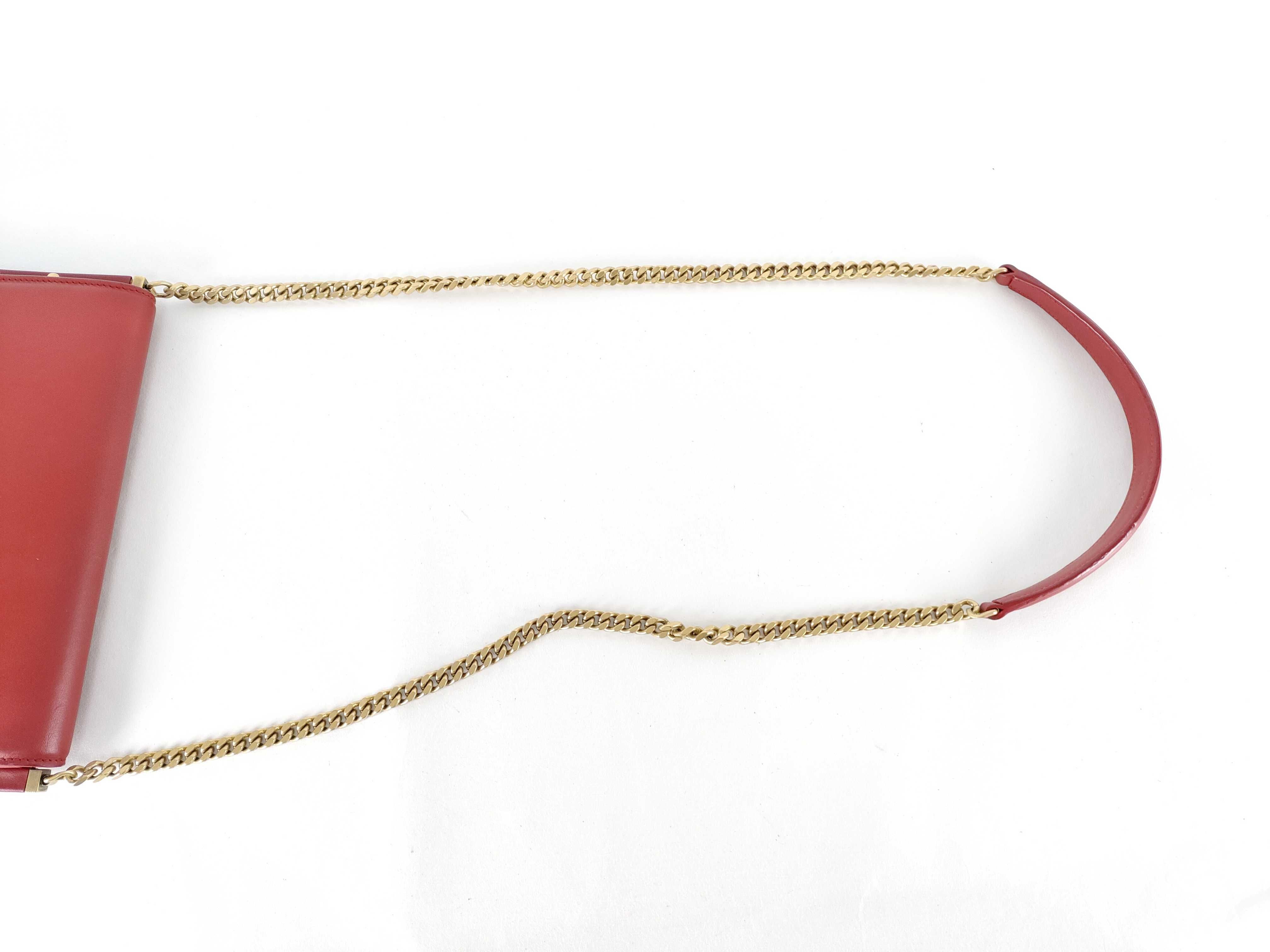 Zoe Red Leather Chain Shoulder Bag for Women — view 3
