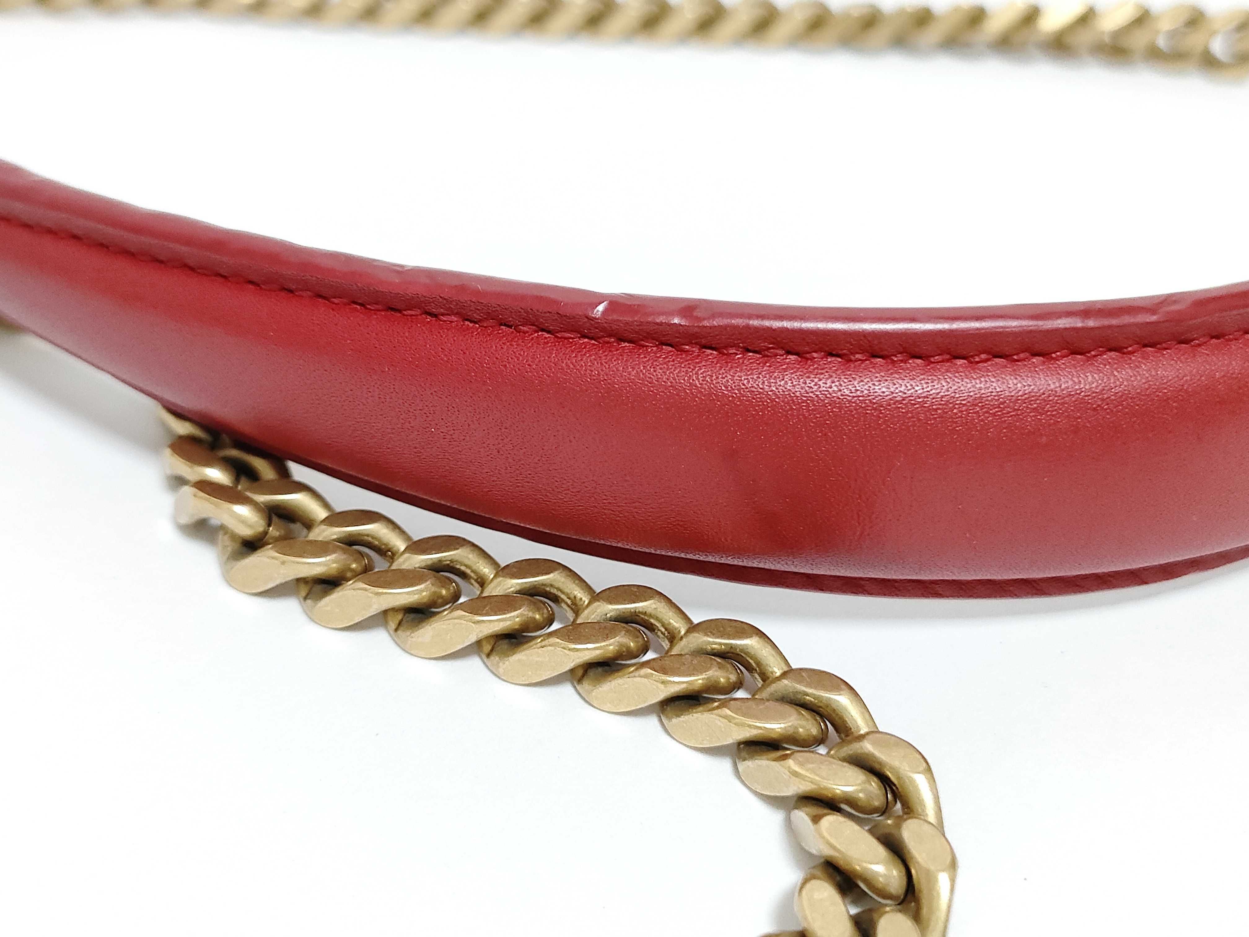 Zoe Red Leather Chain Shoulder Bag for Women — view 4