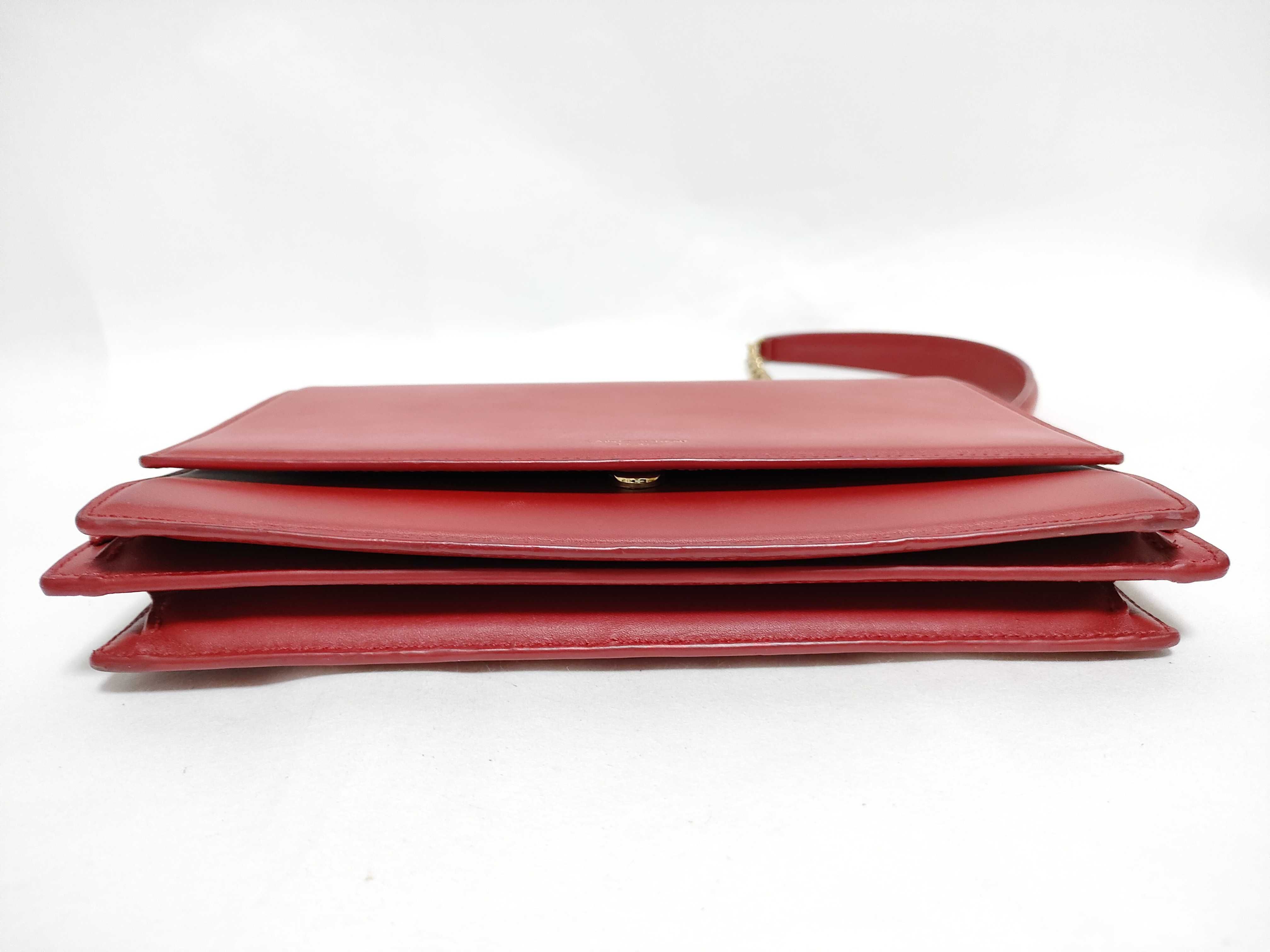 Zoe Red Leather Chain Shoulder Bag for Women — view 7