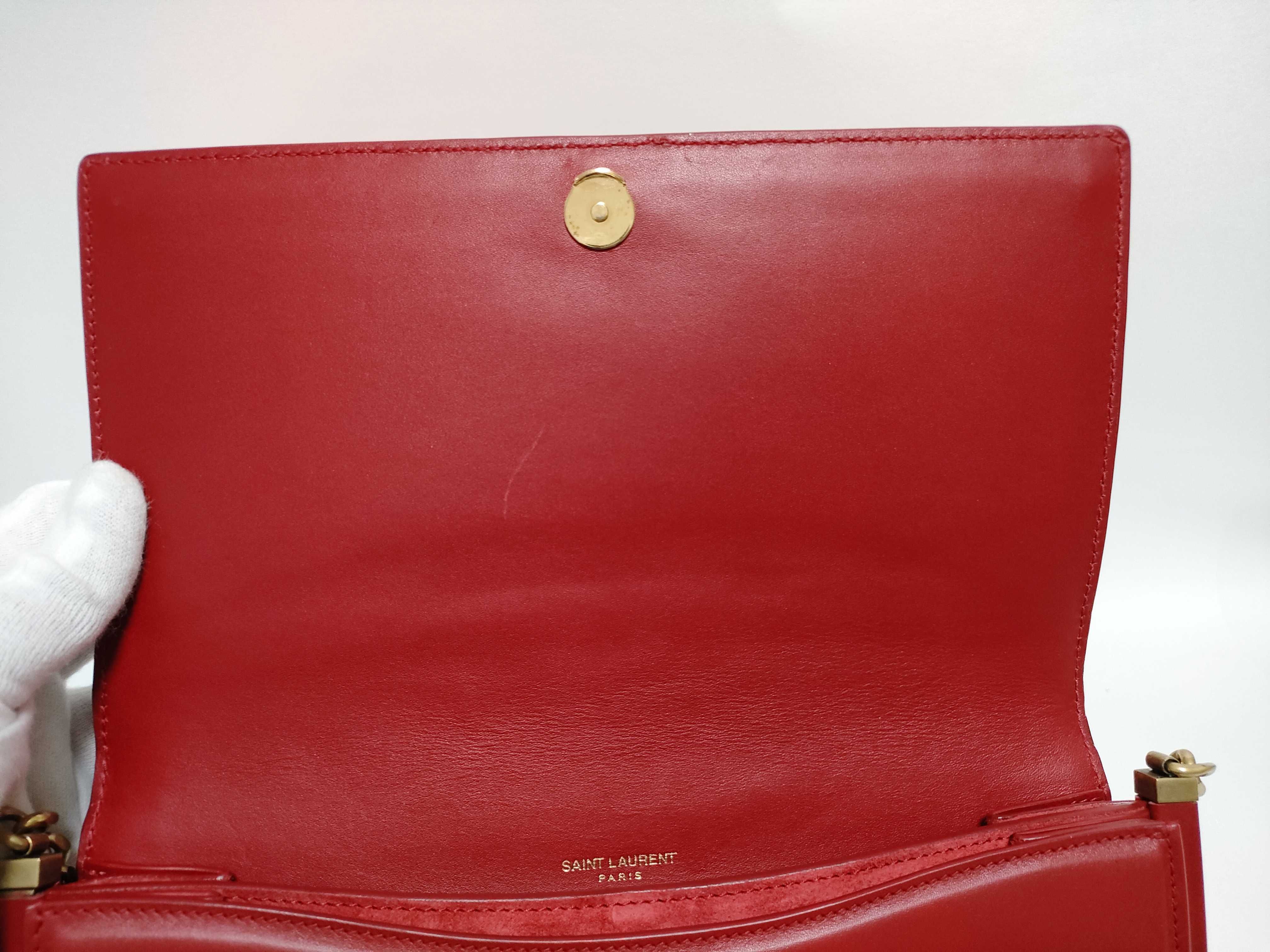 Zoe Red Leather Chain Shoulder Bag for Women — view 8