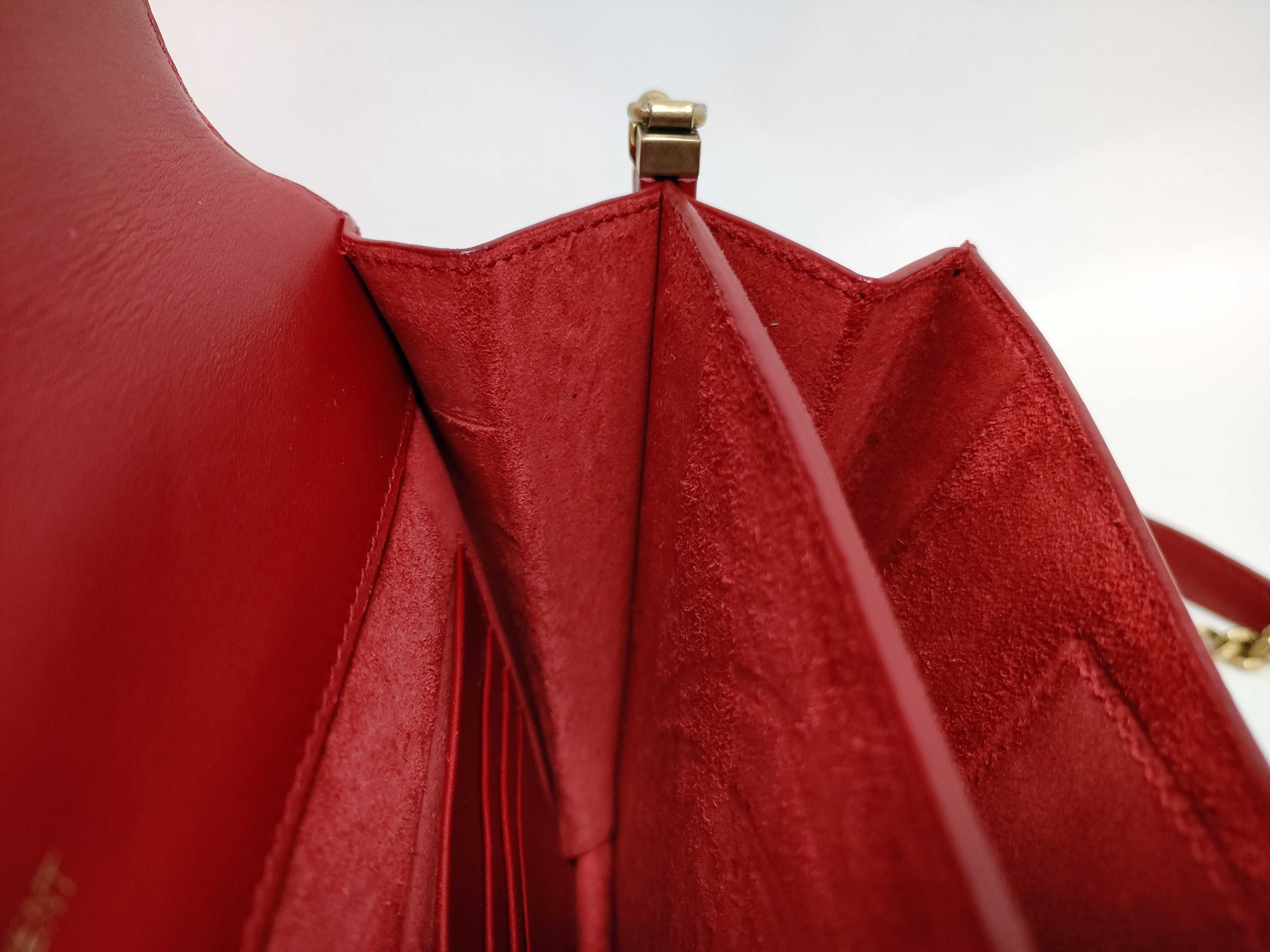 Zoe Red Leather Chain Shoulder Bag for Women — view 9