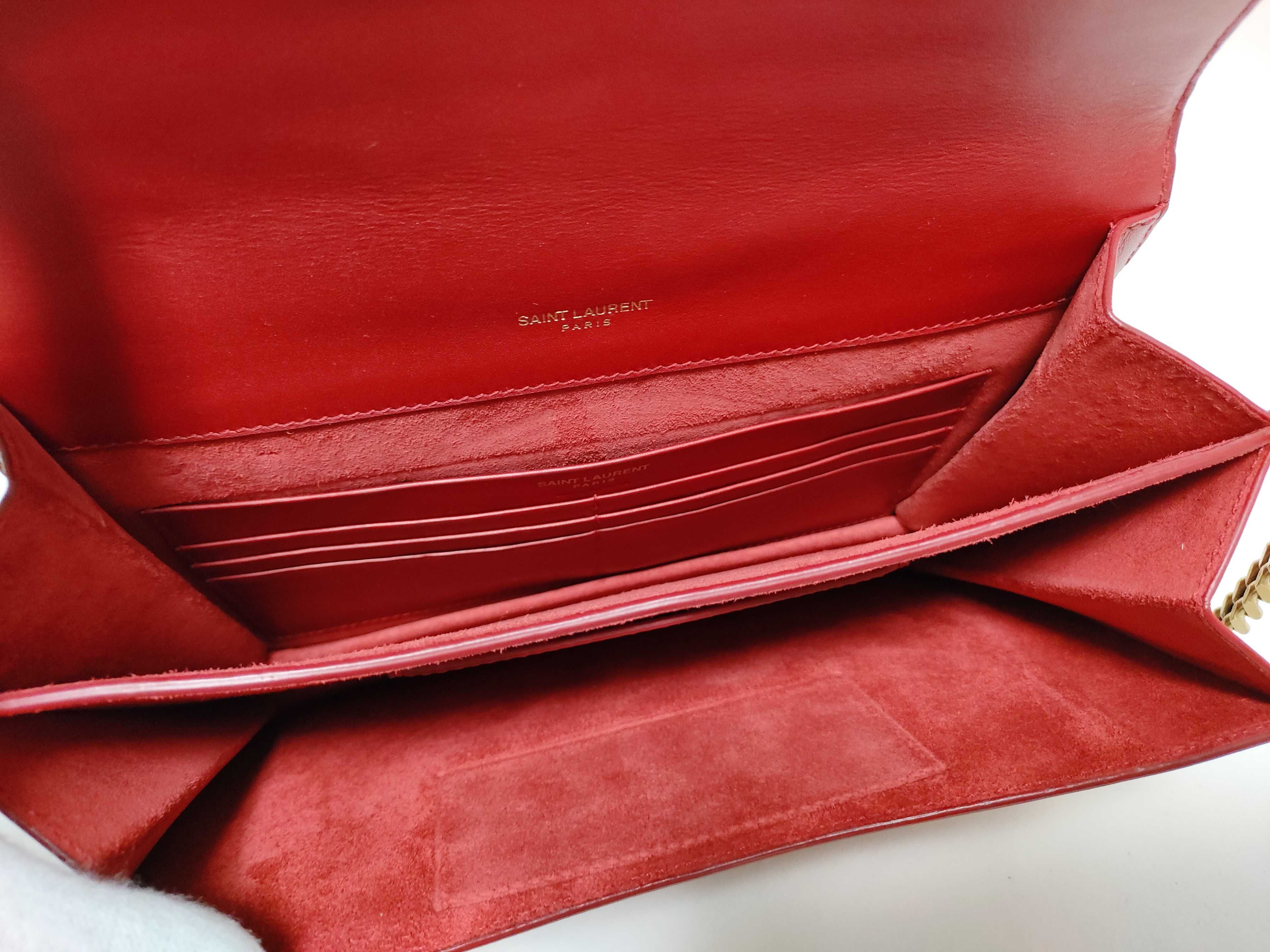 Zoe Red Leather Chain Shoulder Bag for Women — view 10