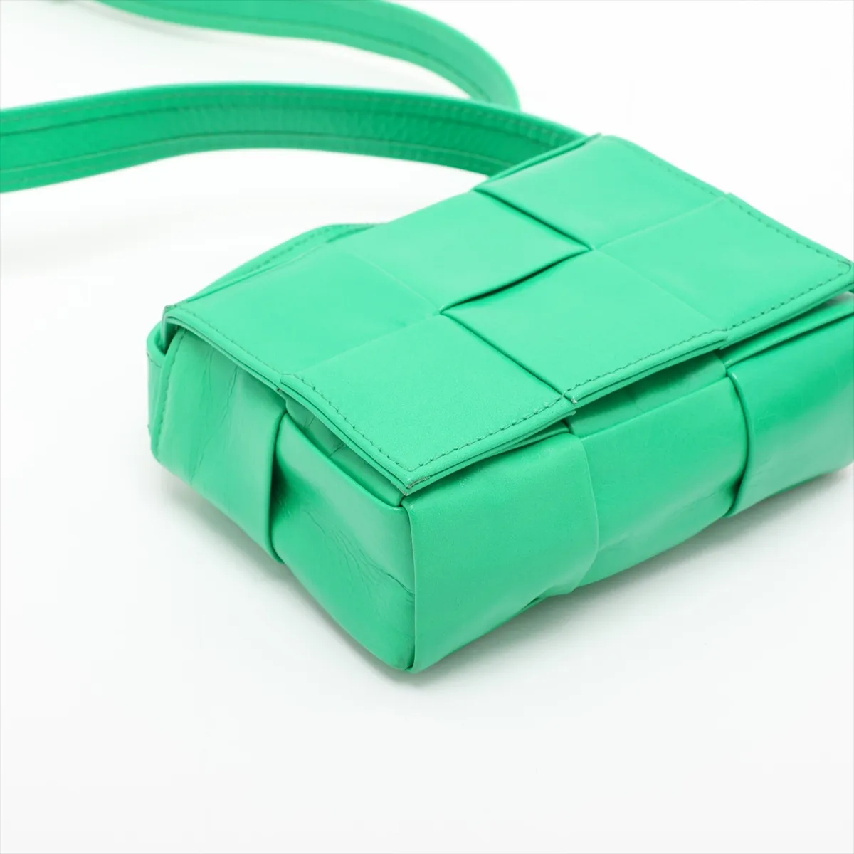 Maxi Intrecciato Candy Cassette Leather Shoulder Bag, Green — view 4