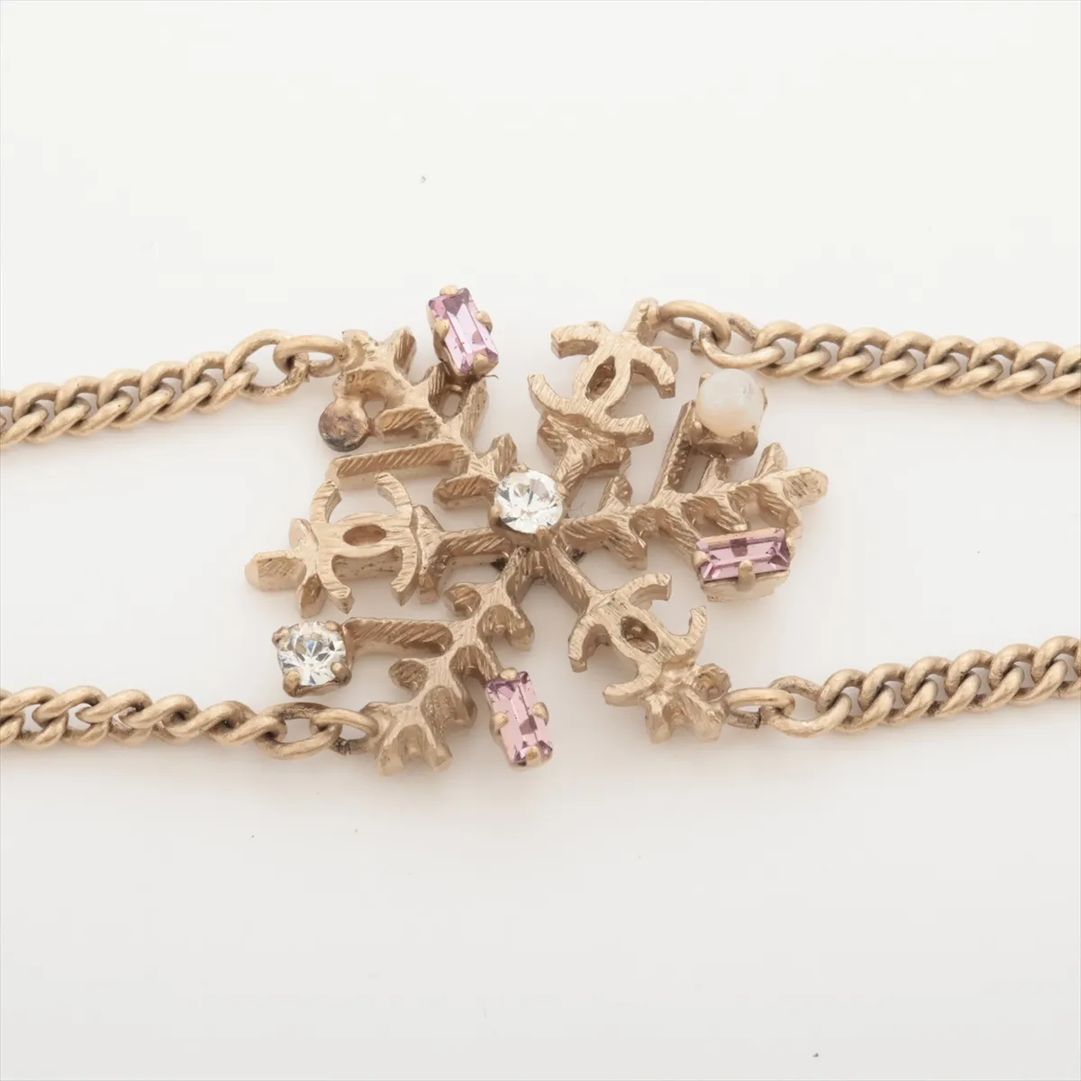 Coco Mark 05A Bracelet, GP x Rhinestone x Faux Pearl, Gold, — view 2