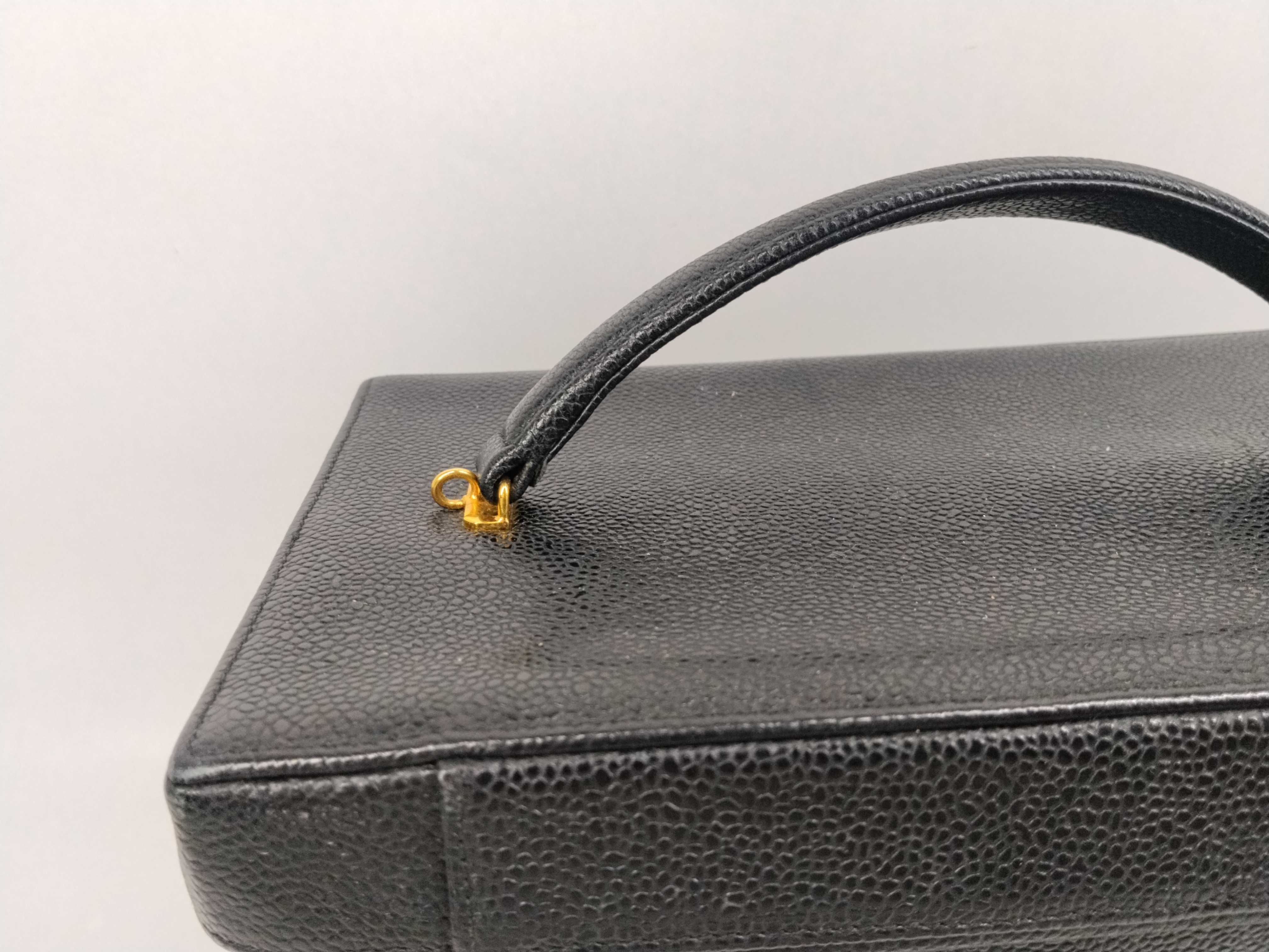 Caviar Skin Coco Mark 2-Way Vanity Bag with Turn-Lock Shoulder Strap — view 3