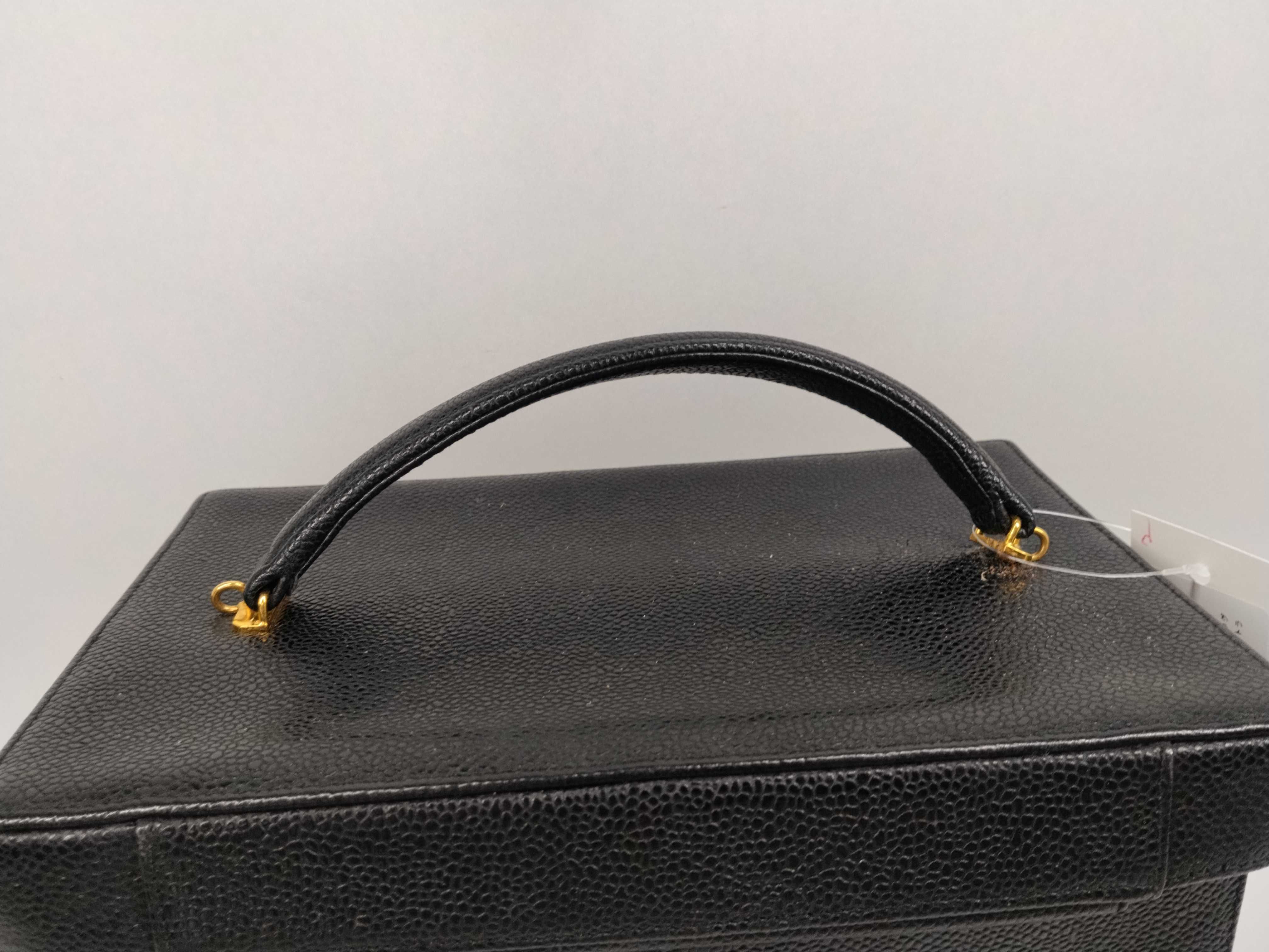 Caviar Skin Coco Mark 2-Way Vanity Bag with Turn-Lock Shoulder Strap — view 4