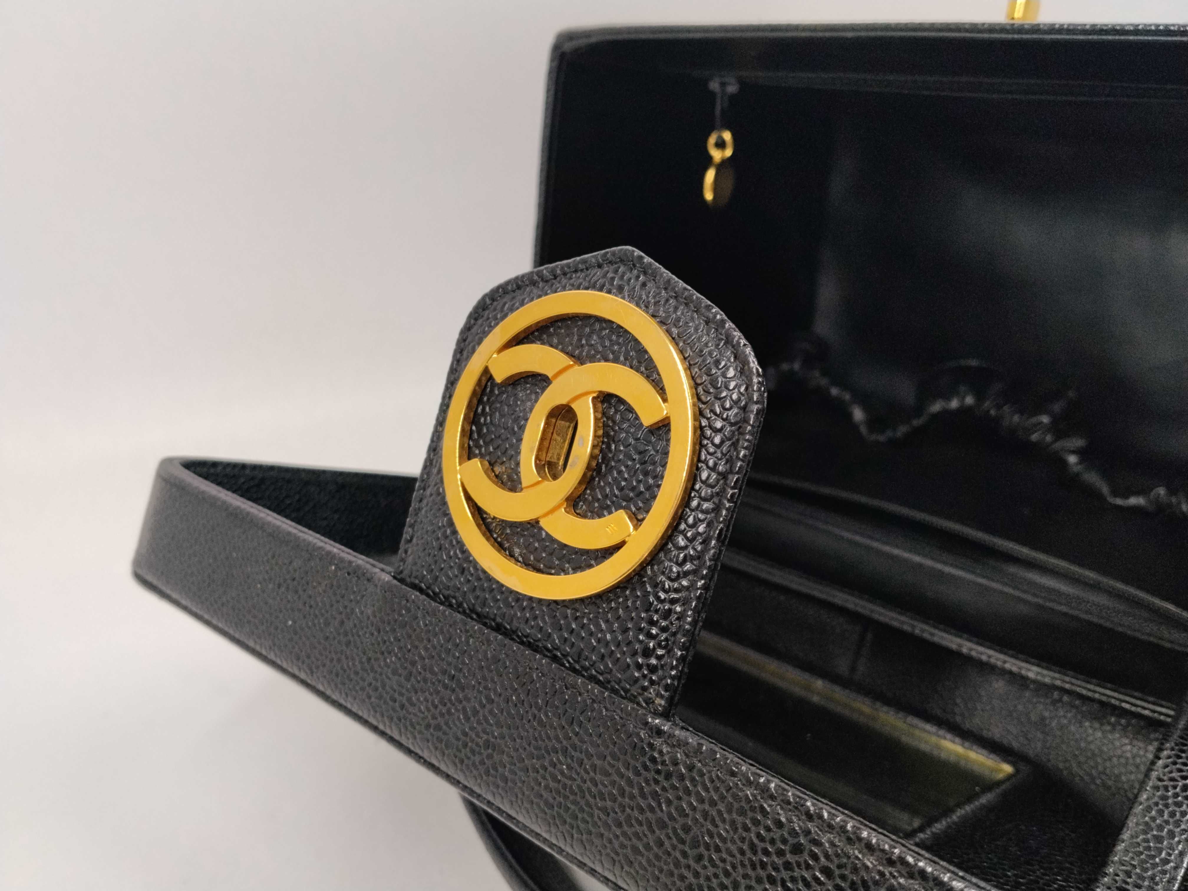 Caviar Skin Coco Mark 2-Way Vanity Bag with Turn-Lock Shoulder Strap — view 10