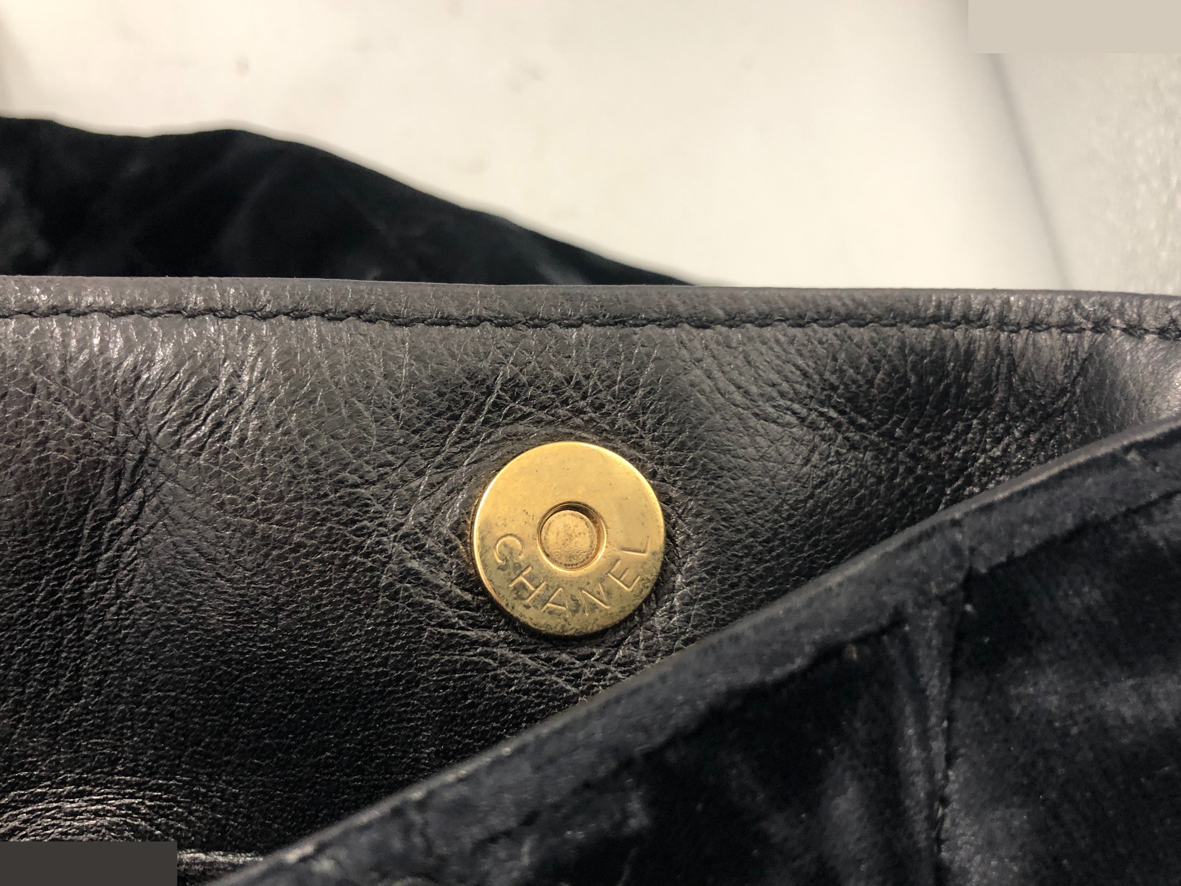 Matelassé Tote Bag with Seal, 6907139, Velour/Leather, Black — view 9