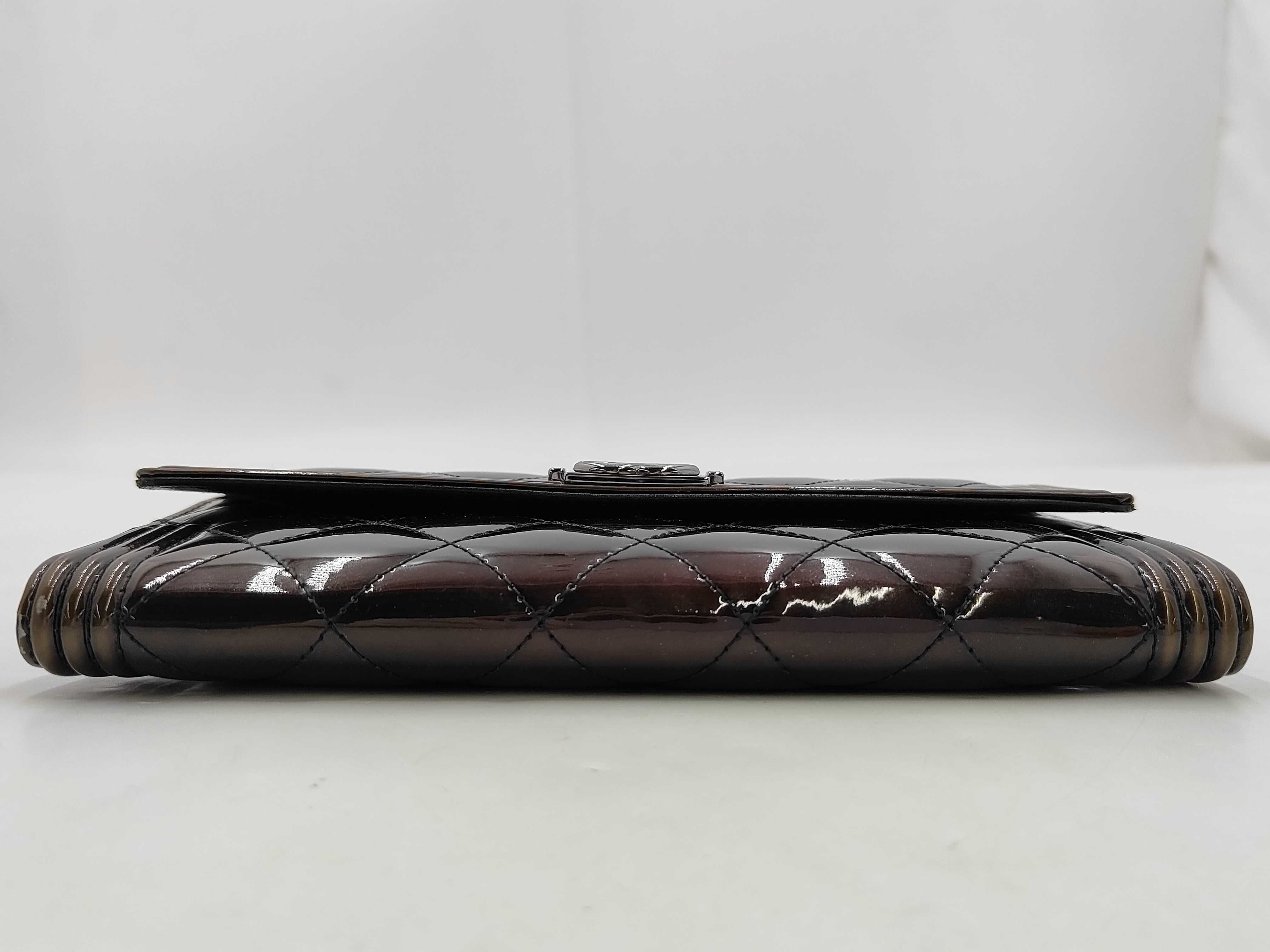 Boy Chanel Long Wallet, Enamel Black Wallet — view 3