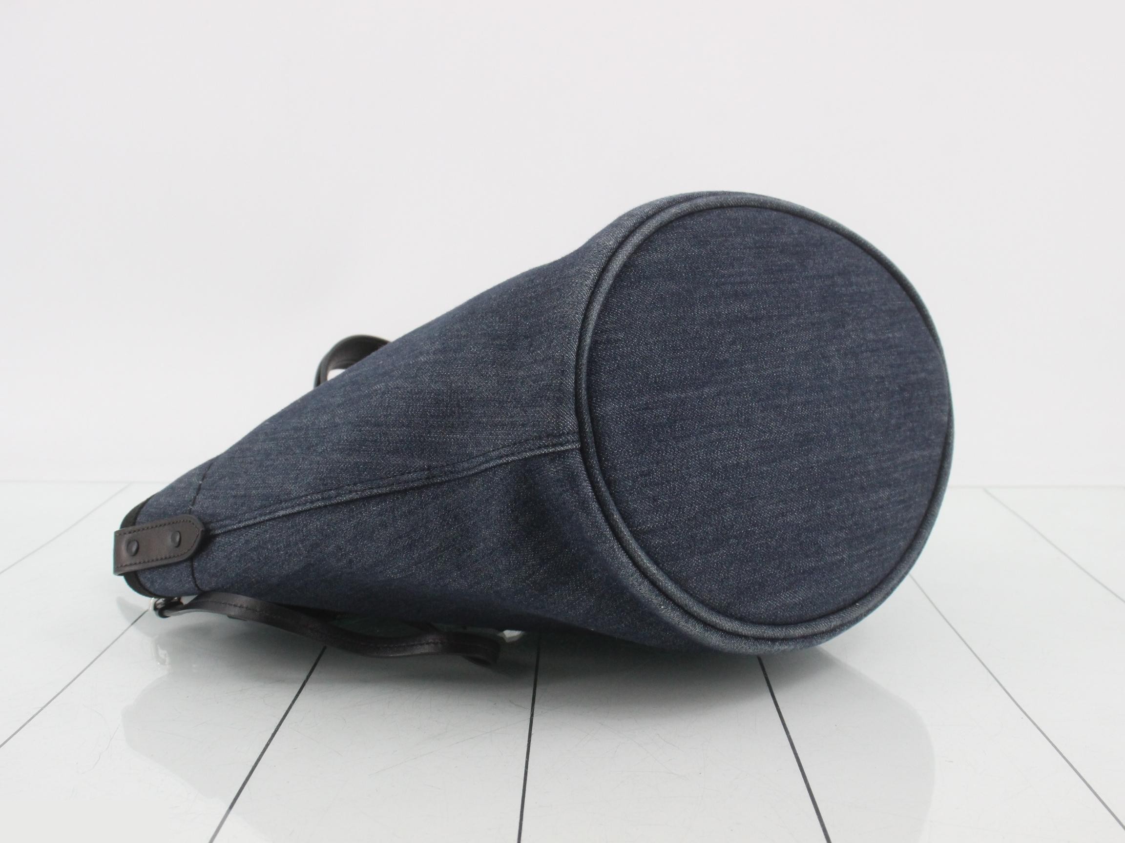 Two-way tote bag, denim/city calf leather, with pouch. — view 5
