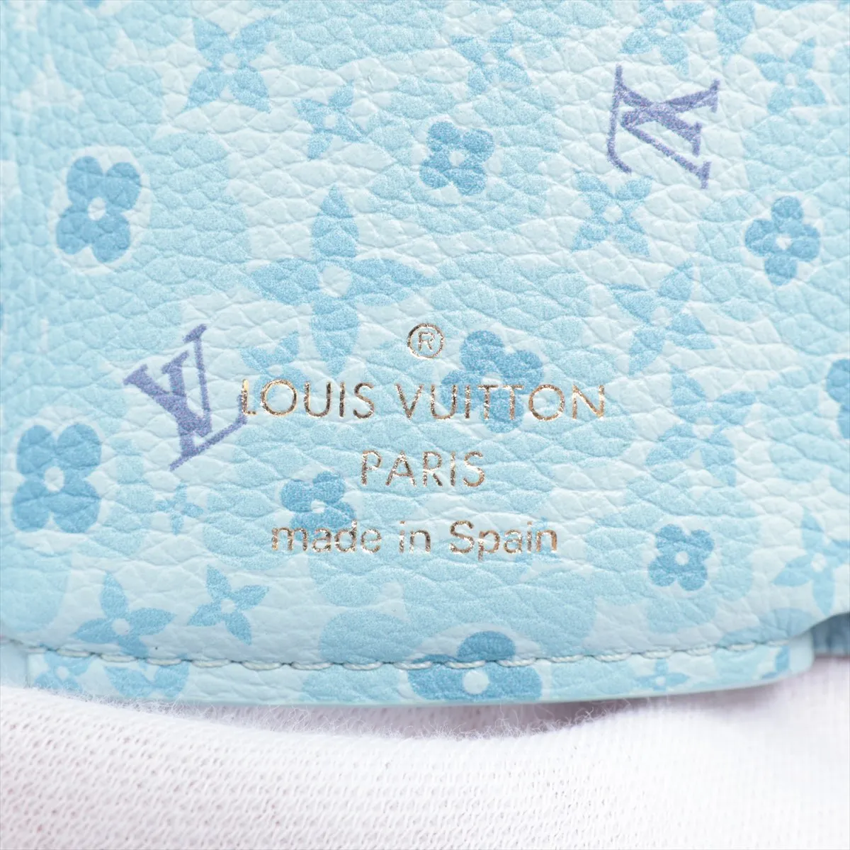 LV logo Portefeuille Lock Mini M80280 UB0241 Light Blue Compact Wallet — view 8