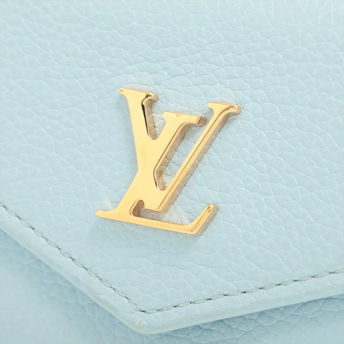 LV logo Portefeuille Lock Mini M80280 UB0241 Light Blue Compact Wallet — view 9