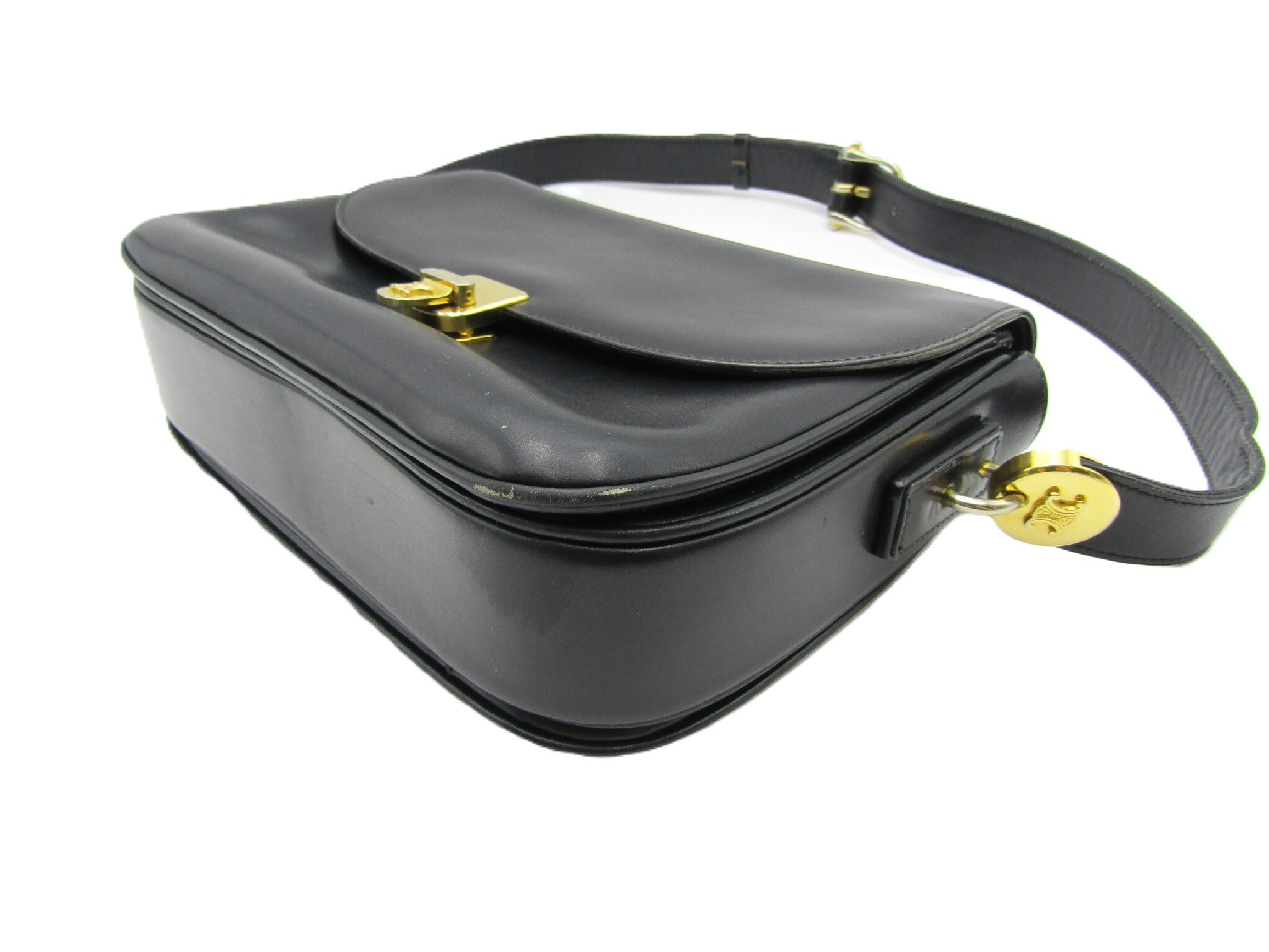 Vintage Triomphe Shoulder Bag, Black, Gold Hardware — view 4