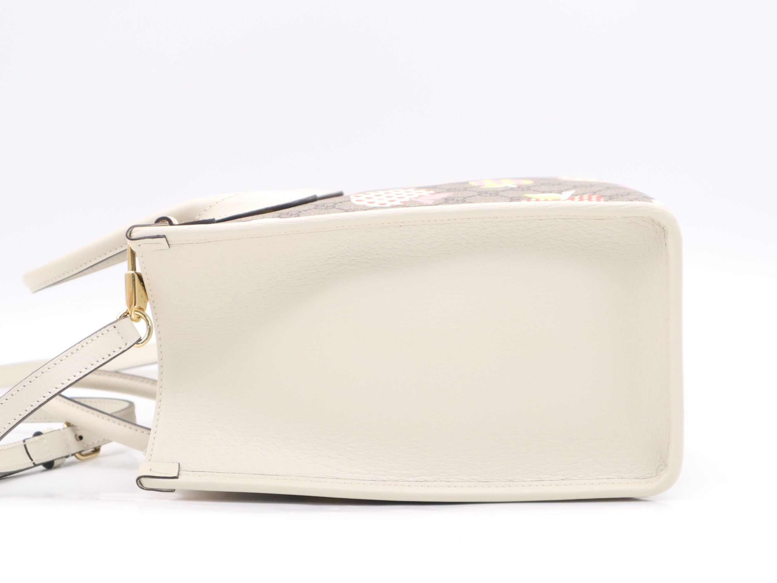 GG Supreme x Leather Apple Heart Reborn Tote Bag, Khaki & White — view 3