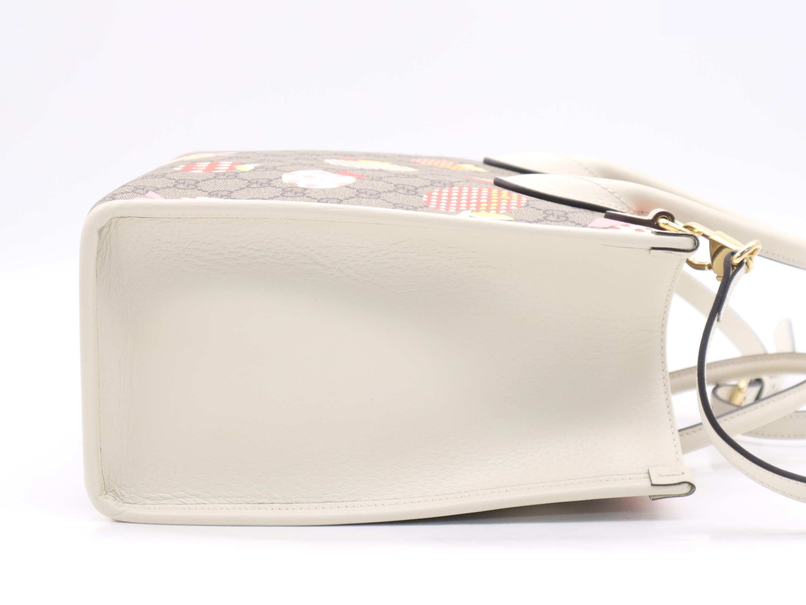 GG Supreme x Leather Apple Heart Reborn Tote Bag, Khaki & White — view 5