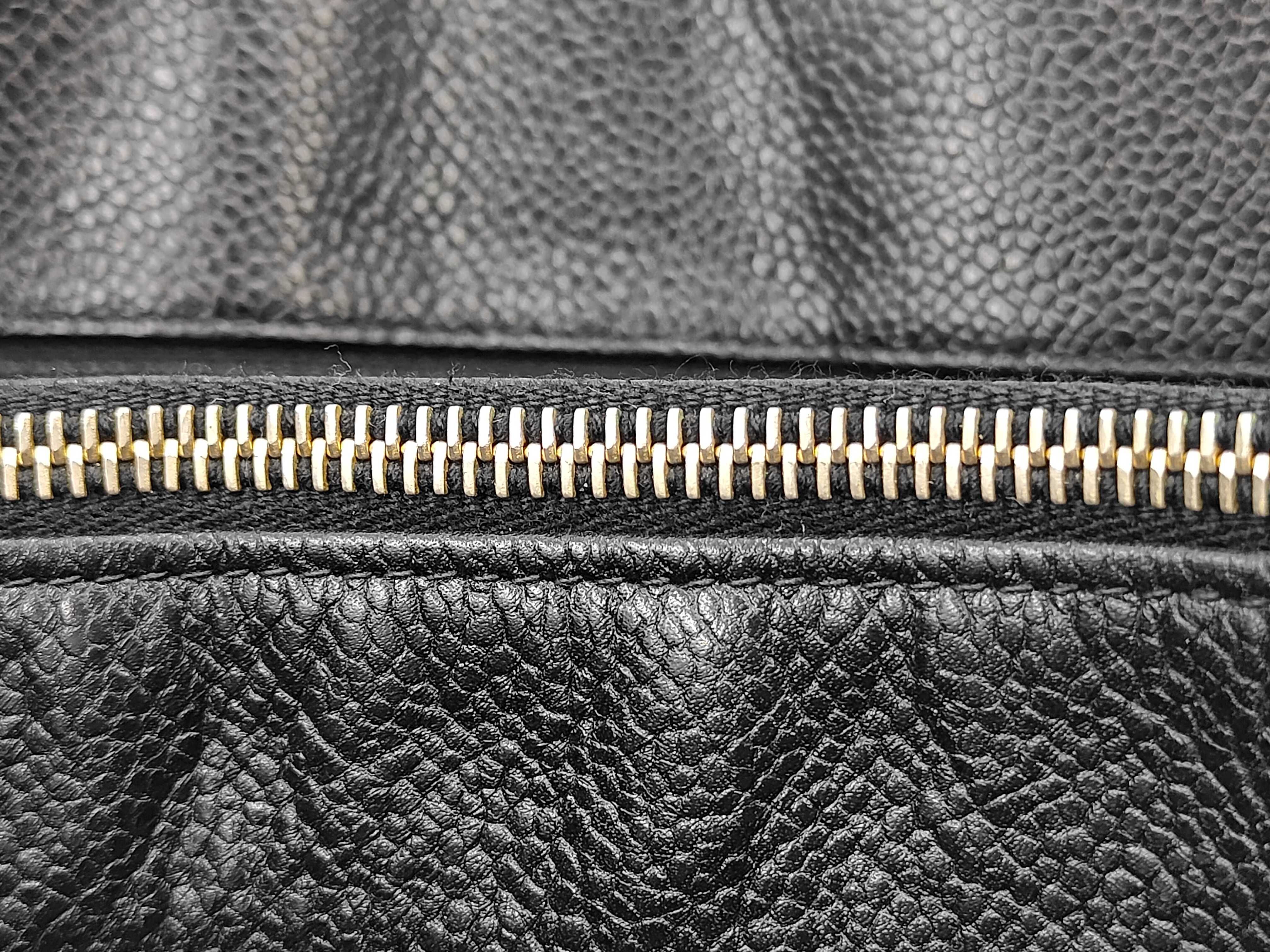 Coco Caviar Leather Chain Shoulder Bag, Black, Cereal Tote Bag — view 10