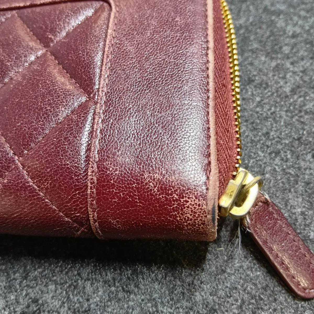 Mademoiselle Lambskin Round Zip Wallet, Red with Gold Hardware, 22670352 — view 11